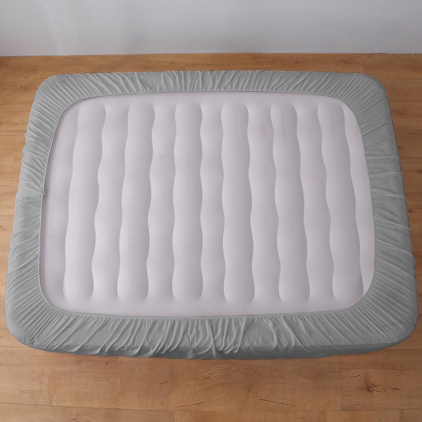 Queen Air Bed Mattress Pad with 15-24 Inch Deep Pockets - Waterproof Protector for Warm Sleep & Cold Air Insulation,Perfect for Camping, Guest Bed, Pets & Overnight Visitors-Gray