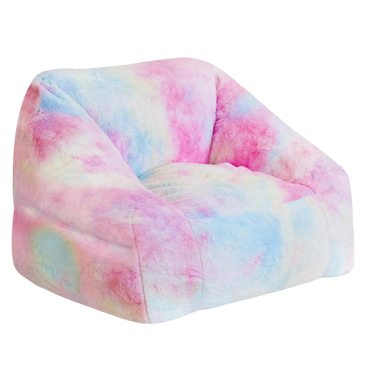 Cvortll Bean Bag Chairs for Kids, 27" Modern Rainbow Colors Beanbag Sofa with Sponge Filling & Comfy Soft Faux Fur, Kids Teens Bean Bags Chair Sofa for Bedroom, Living Room (Colorful)
