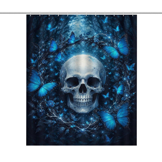 bladesgsd Blue Mystical Skull Forest Shower Curtain with 12 Hooks 60x72Inch, Polyester Bathroom Curtain, Privacy Shower Curtain for Bathtub, Shower Stall, Apartment, Guest Bathroom