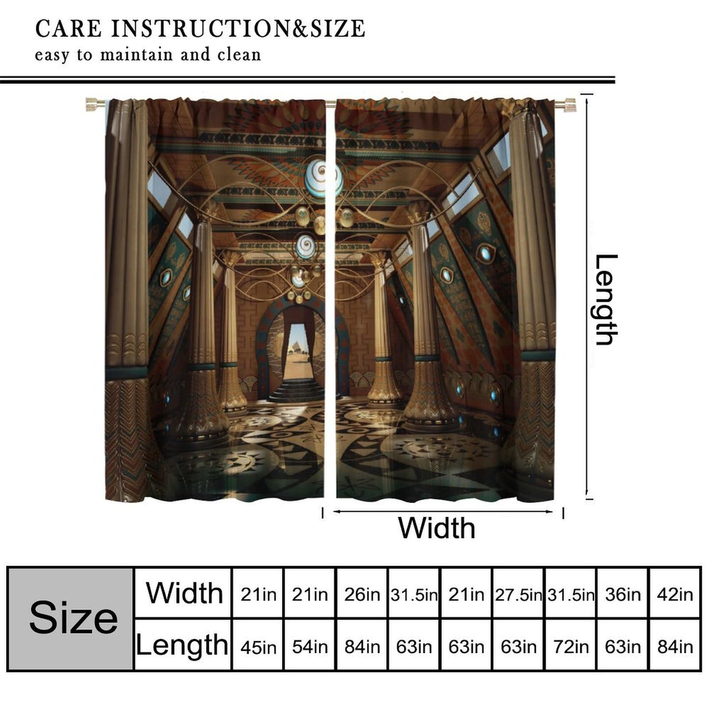 Brown Retro Architectural Curtains,Retro Style Darkening Window Treatments for Bedroom Living Room Home Décor Drapes 2 Panel Sets Total Size 42" x 45"