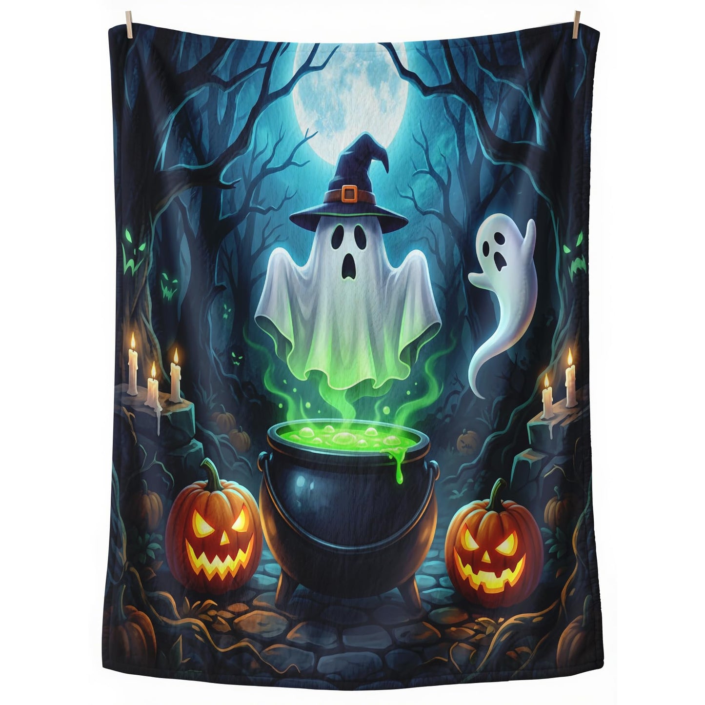 GEDAEUBA Halloween Throw Blanket Soft - Spooky Ghost Pumpkin Fleece Blanket Throw, Soft Cozy Blankets & Throws for Couch, Bed, and Sofa, 50x60 inches