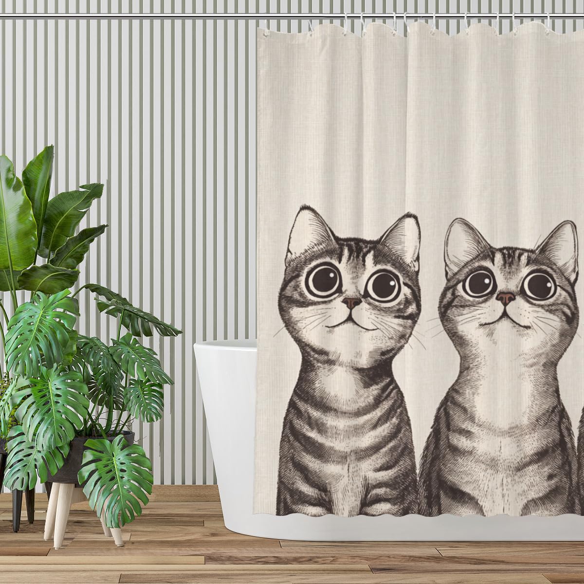 KEEPAEON Funny American Shorthair Bath Shower Curtain, Bathroom Curtain Washable Cloth Kids Shower Curtain Sets with 12 Hooks for Bathroom Decor, 72"x72"