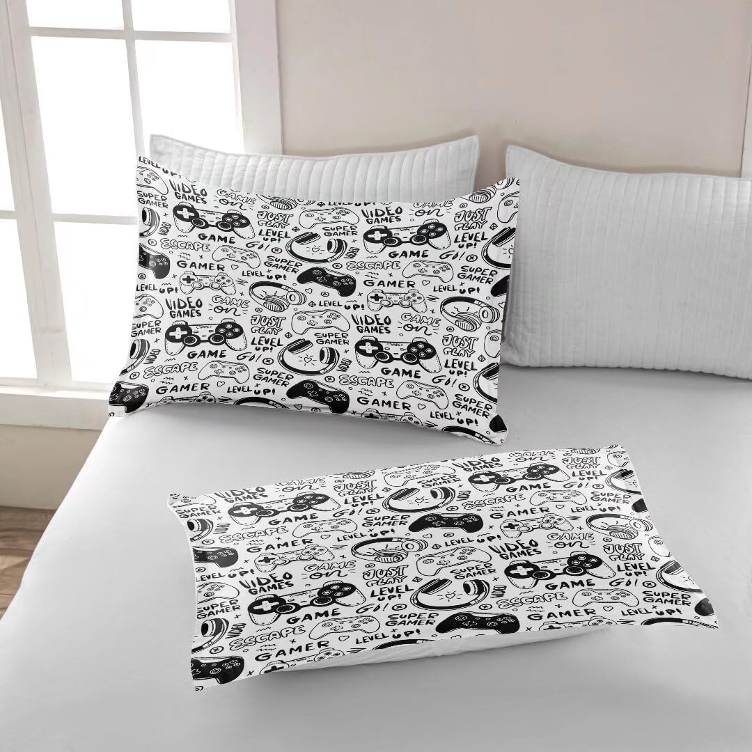GRAT TIOC Gaming Comforter for Boys Teens,Game Bedding Sets Twin,Kids Gamer Comforter Set,Video Game Bedroom Bed Set Controller Duvet All Season 3 Piece