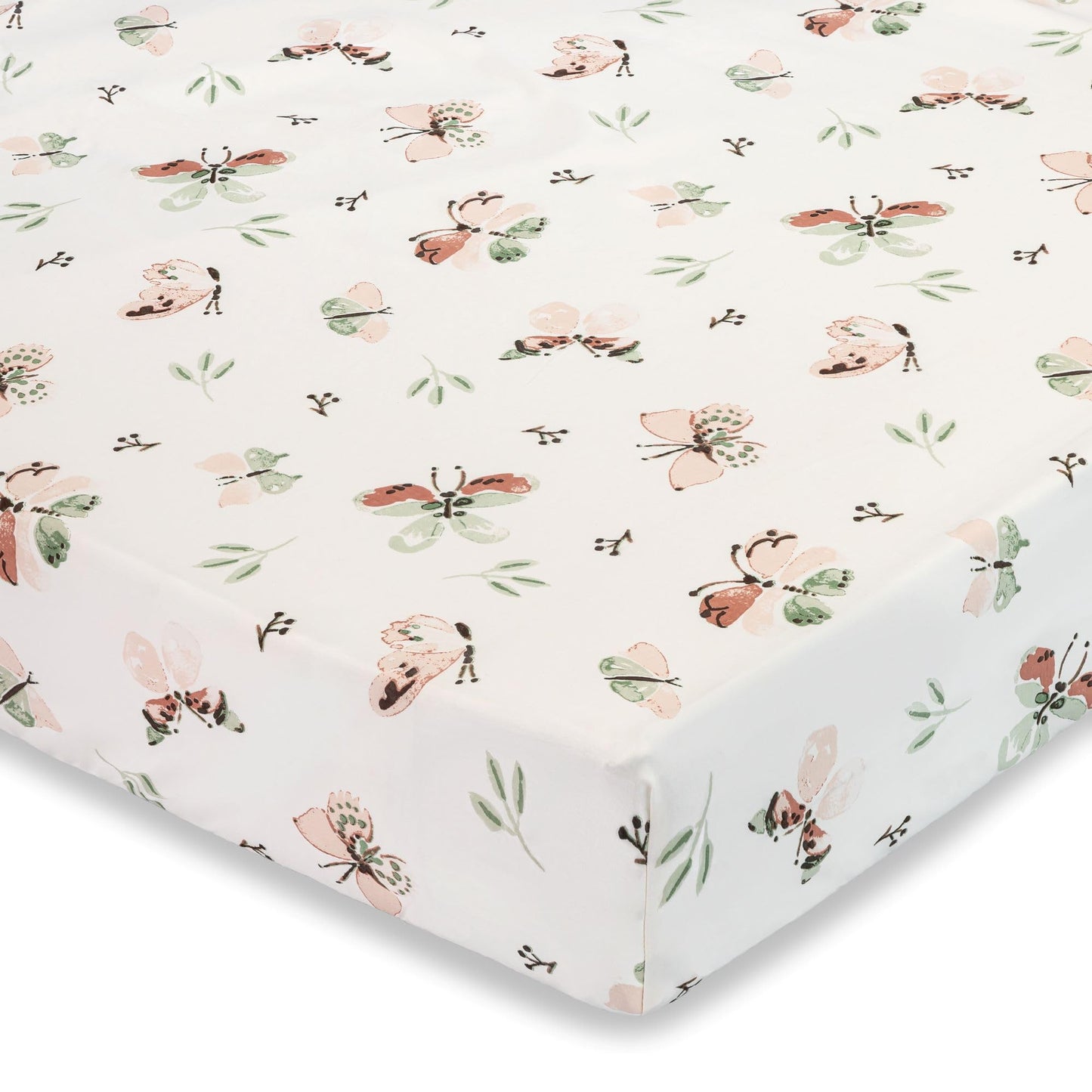 Crane Baby Crib Sheet - 100% Cotton, Breathable Fitted Sheet for Standard Crib Mattress (28"x 52"), Butterfly Pattern for Boys and Girls