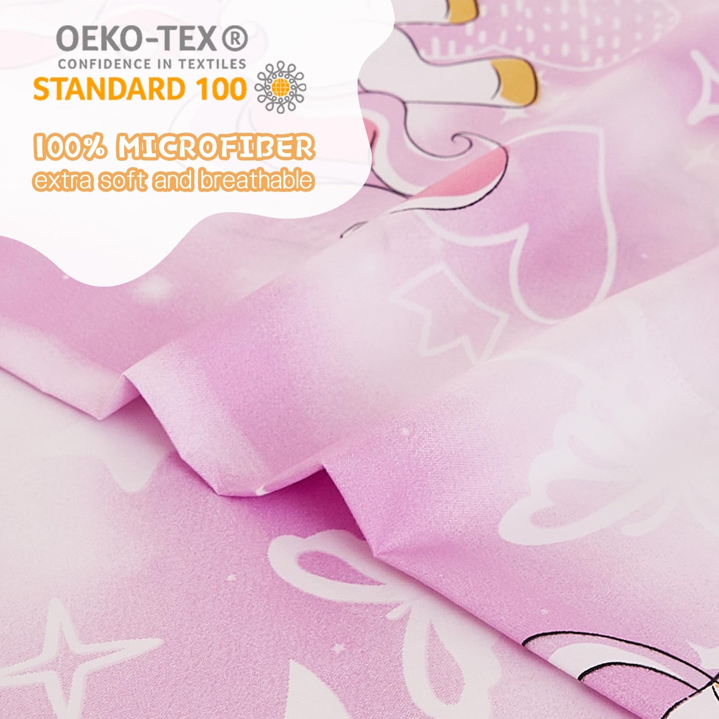 Yibeizi Unicorn Full Size Sheet Set for Girls, Kids Cute Princess Printed Bedsheet Microfiber Deep Pocket Bedding Sheets & Pillowcases 4 Pieces