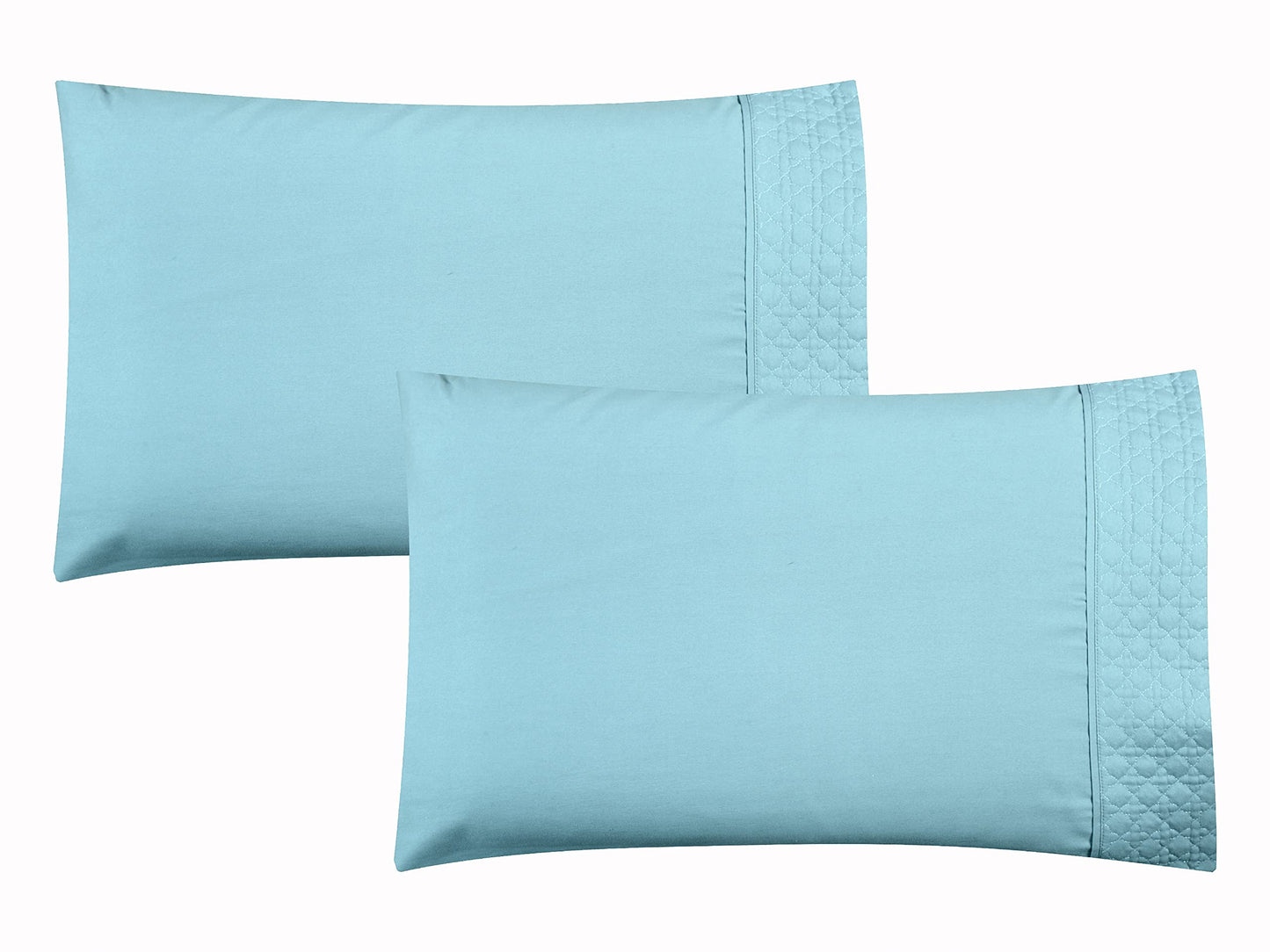 Elegant Comfort Luxury Soft Coziest 4-Piece Bed Sheet Set 1500 Thread Count Egyptian Quality Microfiber Wrinkle Resistant Beautiful Quilted Design on Flat Sheet and Pillowcases, Queen, Aqua