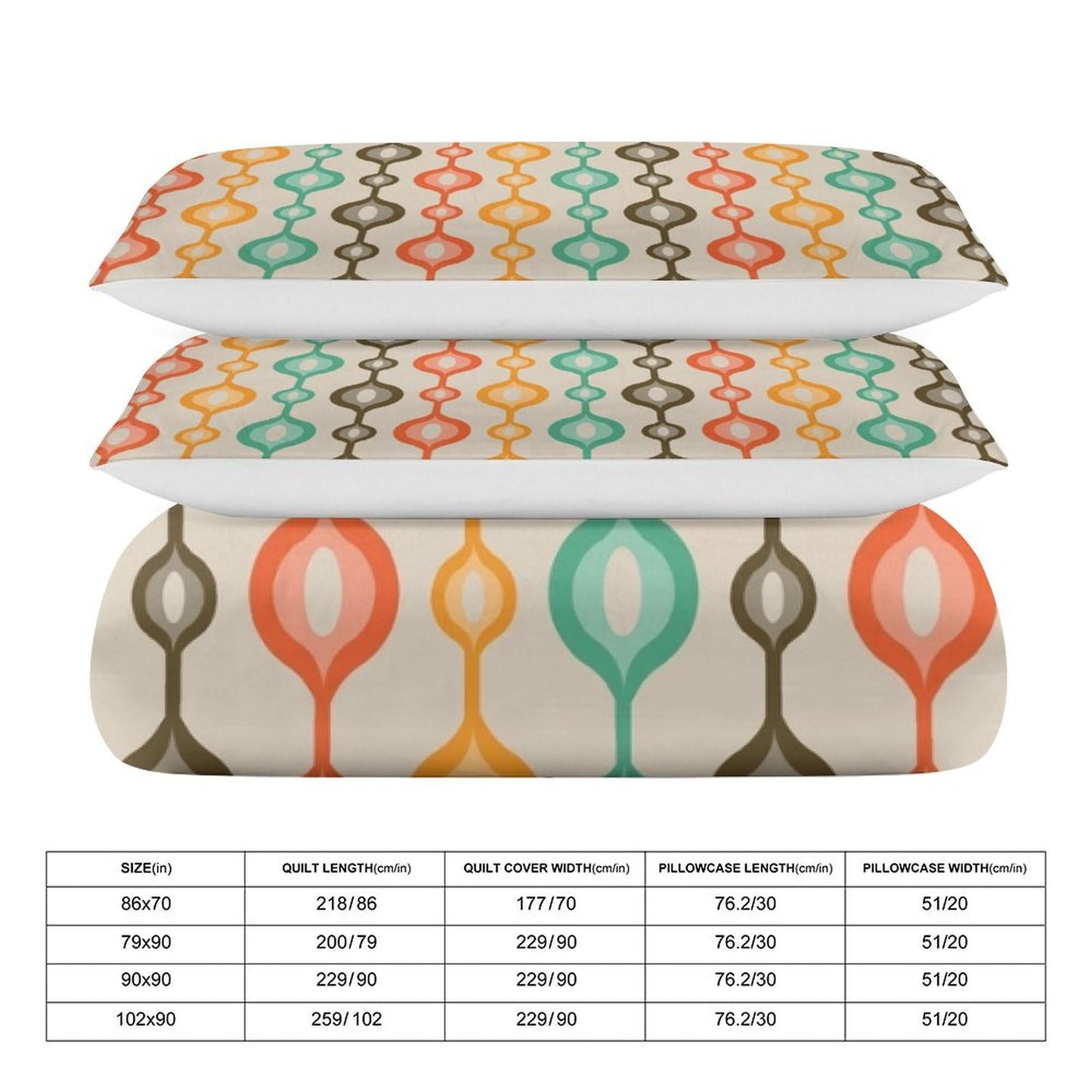 Modern Mid Century Duvet Cover Retro Atomic Bedding Set, Rainbow Grid Comforter Cover Vintage Fifties 1950s Bed Set, Abstract Art Bedding 3 Piece (1 Duvet Cover 86"x70" + 2 Pillow Sham 20"x30")
