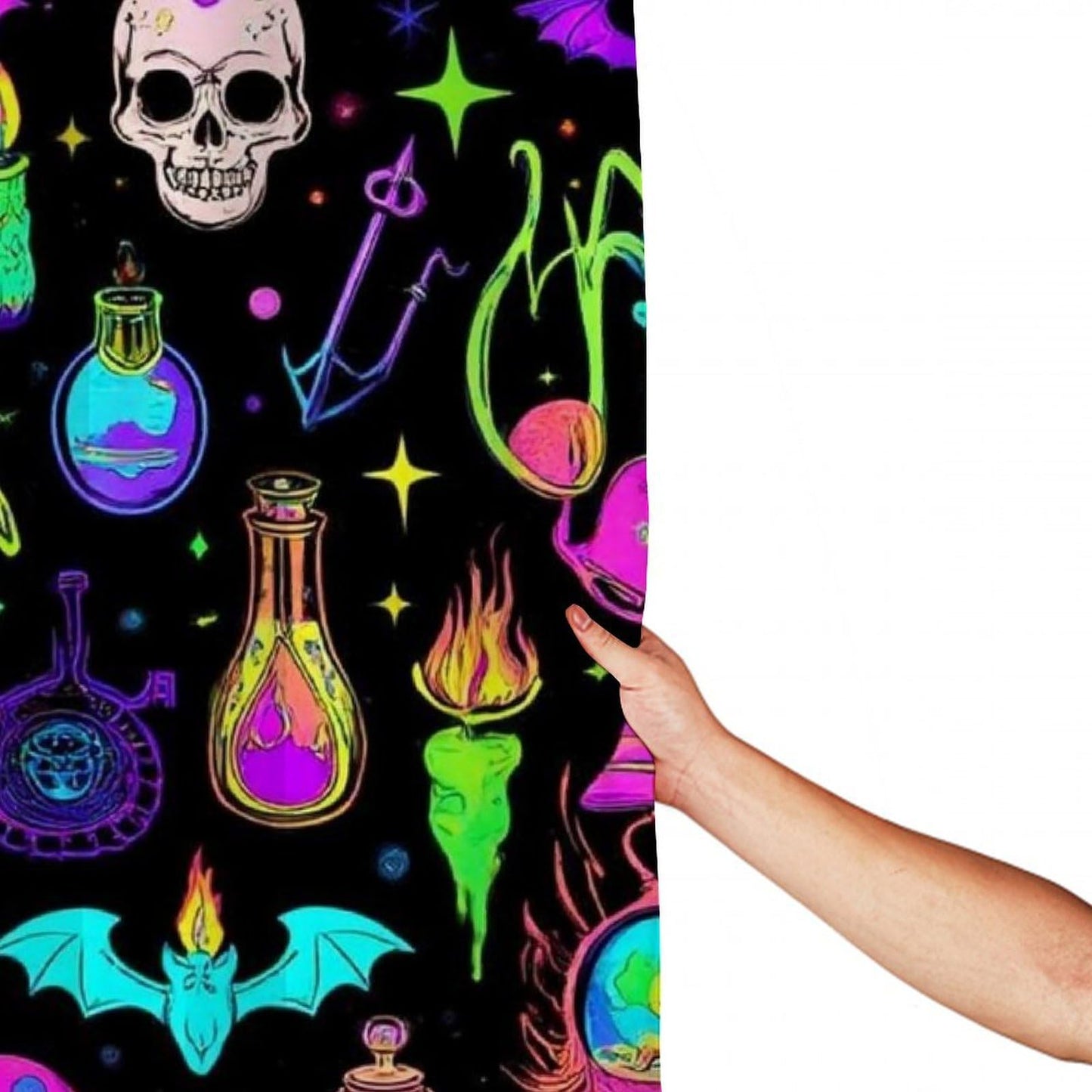 Meaudiwes Fashion Lightweight Shower Curtain Washable Shower Curtain with 12 Hooks Halloween Goth Witchy Witch, 72"x 70"