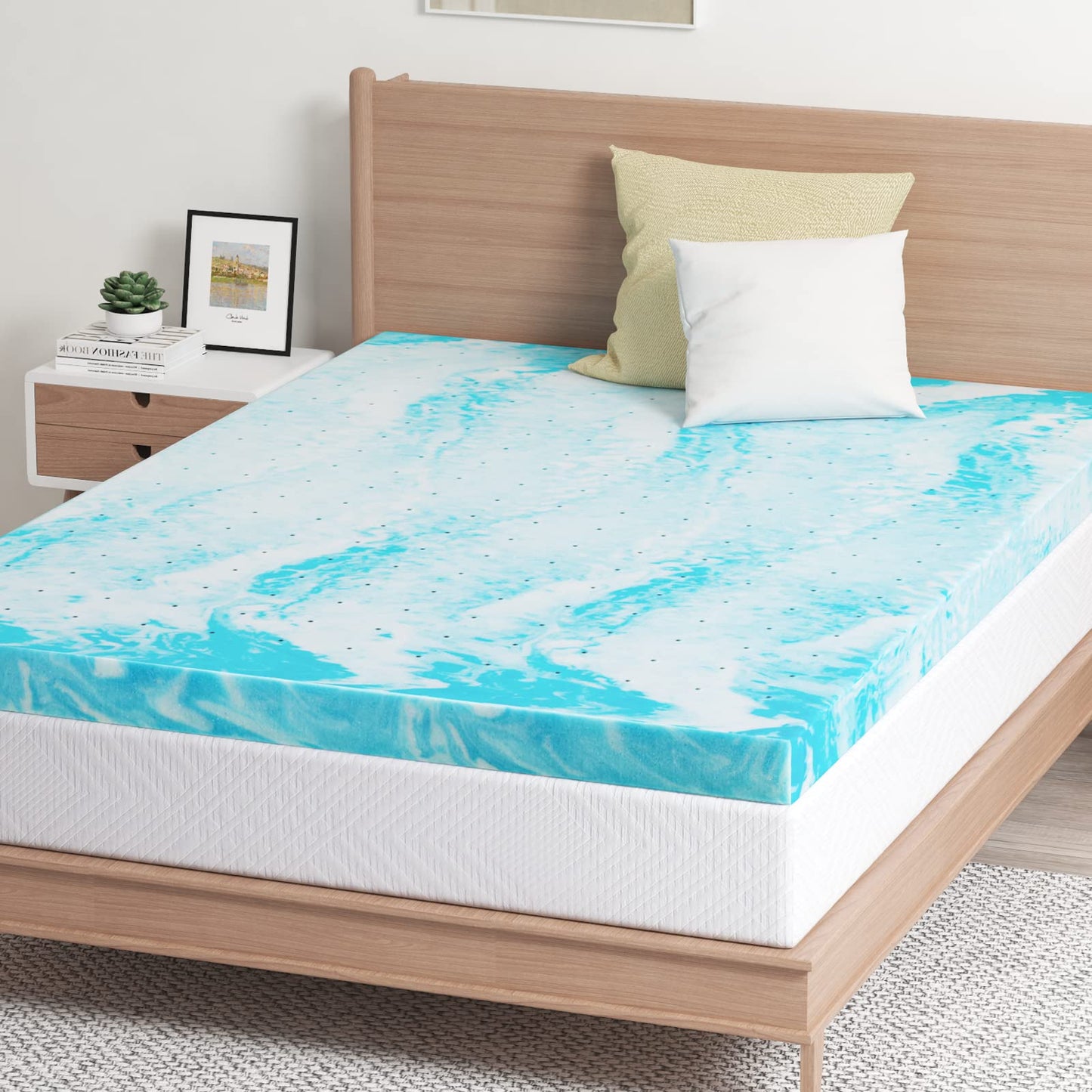 EGO Topper 3 Inch Queen Memory Foam Mattress Topper, Gel Foam Mattress Topper for Pressure Relief, Ventilated Design Bed Topper in a Box, CertiPUR-US Certified, 60"×80", Medium