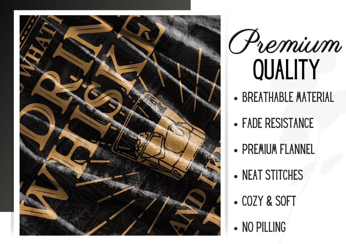 Huglanket Whiskey Gifts for Men, Bed Flannel Plush Blanket (50"x 65") for Whiskey Lovers, Men, Women on Birthday Christmas - Size 50"x 65" - Makes It Better