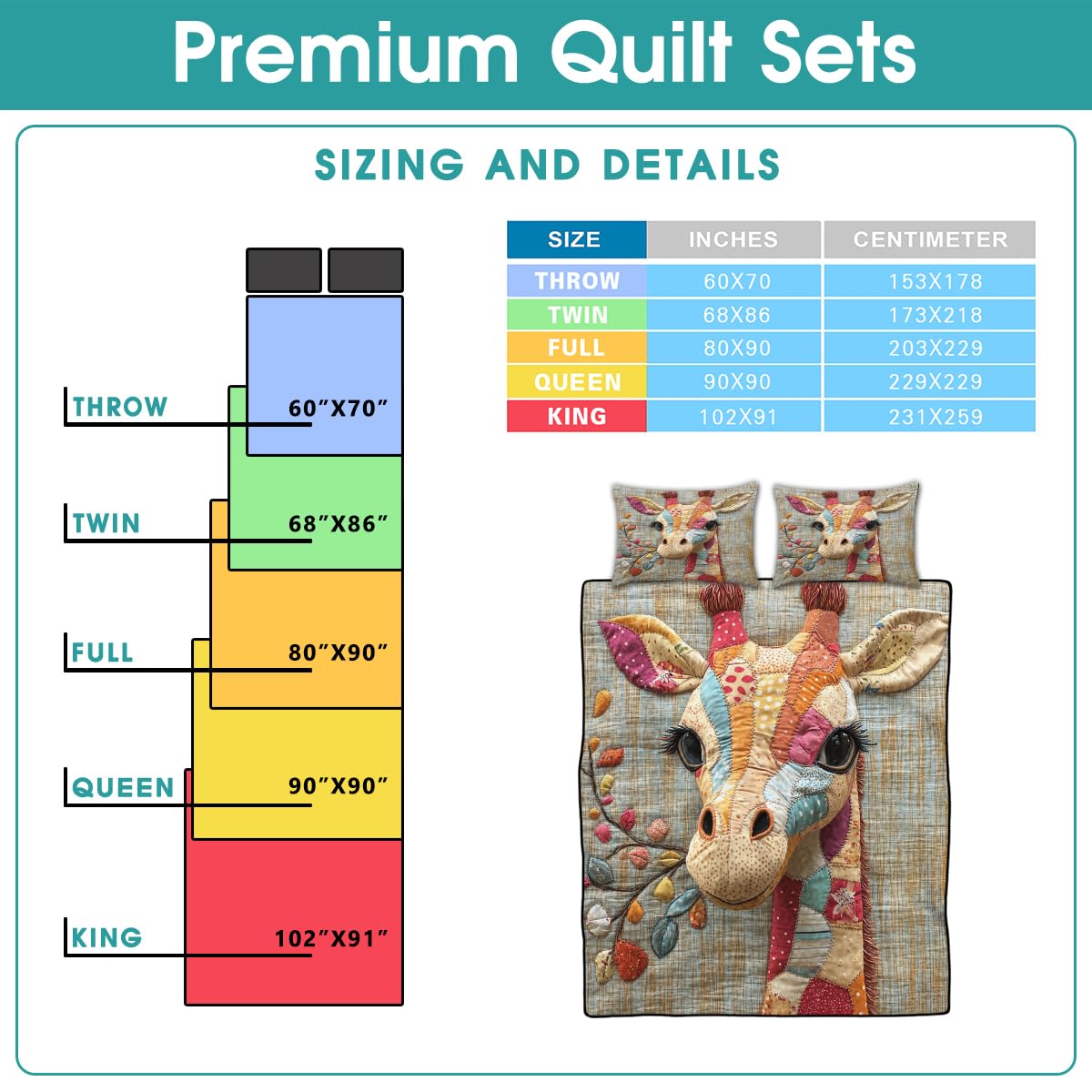 LUSHIS Patchwork Quilt Set, Patchwork Throw Bedspread Bed Sets - Animals Coverlet Sets All Season Soft Microfiber Lightweight Bedding Set (Giraffe)