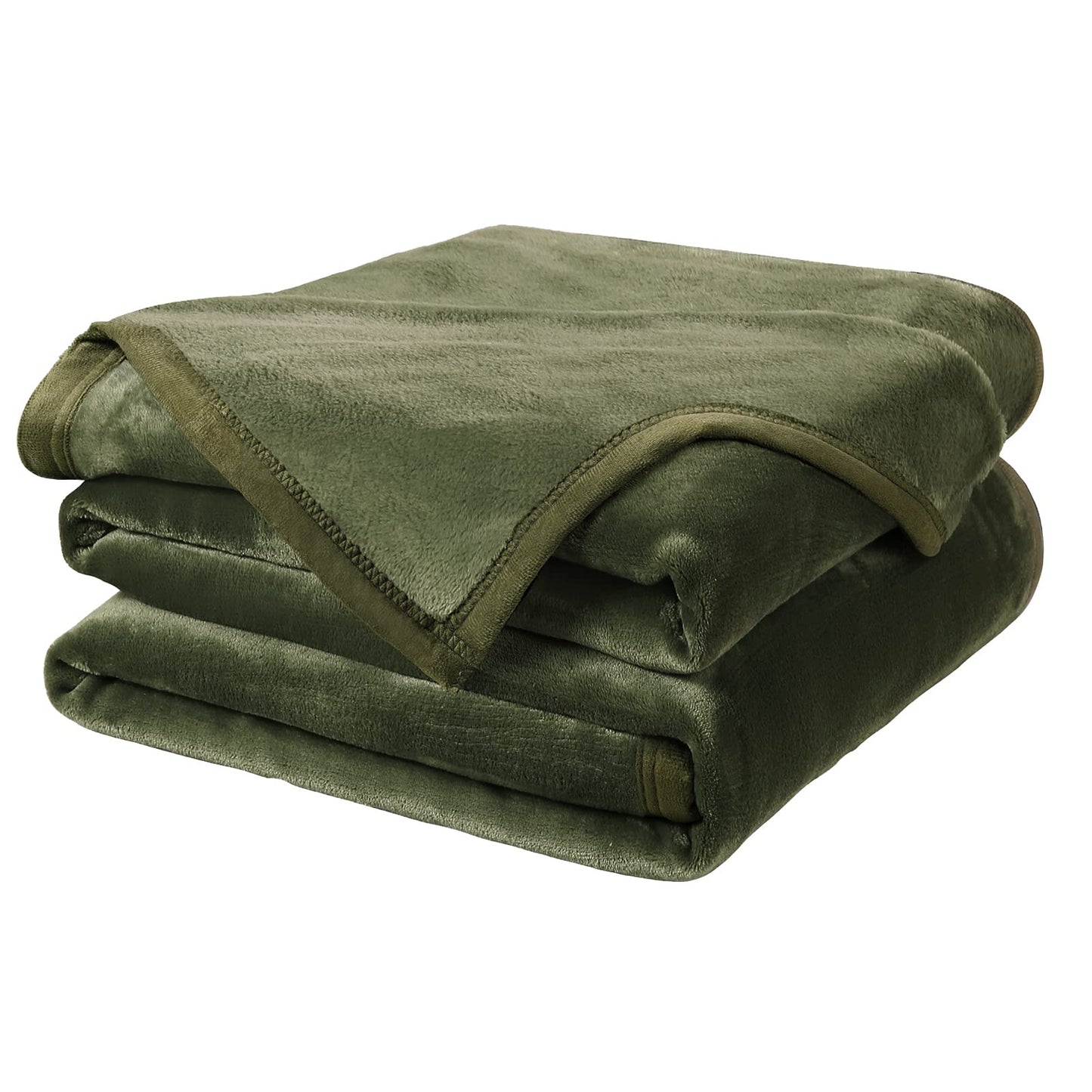 Soft Twin Size Blanket All Season Warm Fuzzy Microplush Lightweight Thermal Fleece Blankets for Couch Bed Sofa,66x90 Inches,Olive Green