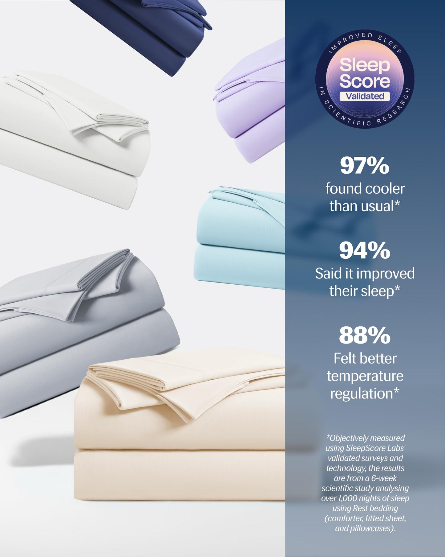 REST® Evercool®+ Cooling Sheet Set, King Size, Snow Ivory, Breathable Bed Sheets for Hot Sleeper and Night Sweats, with Pillowcases, with Ionic+ Self-Cleaning Silver Yarn for Sensitive Skin, 4PCS