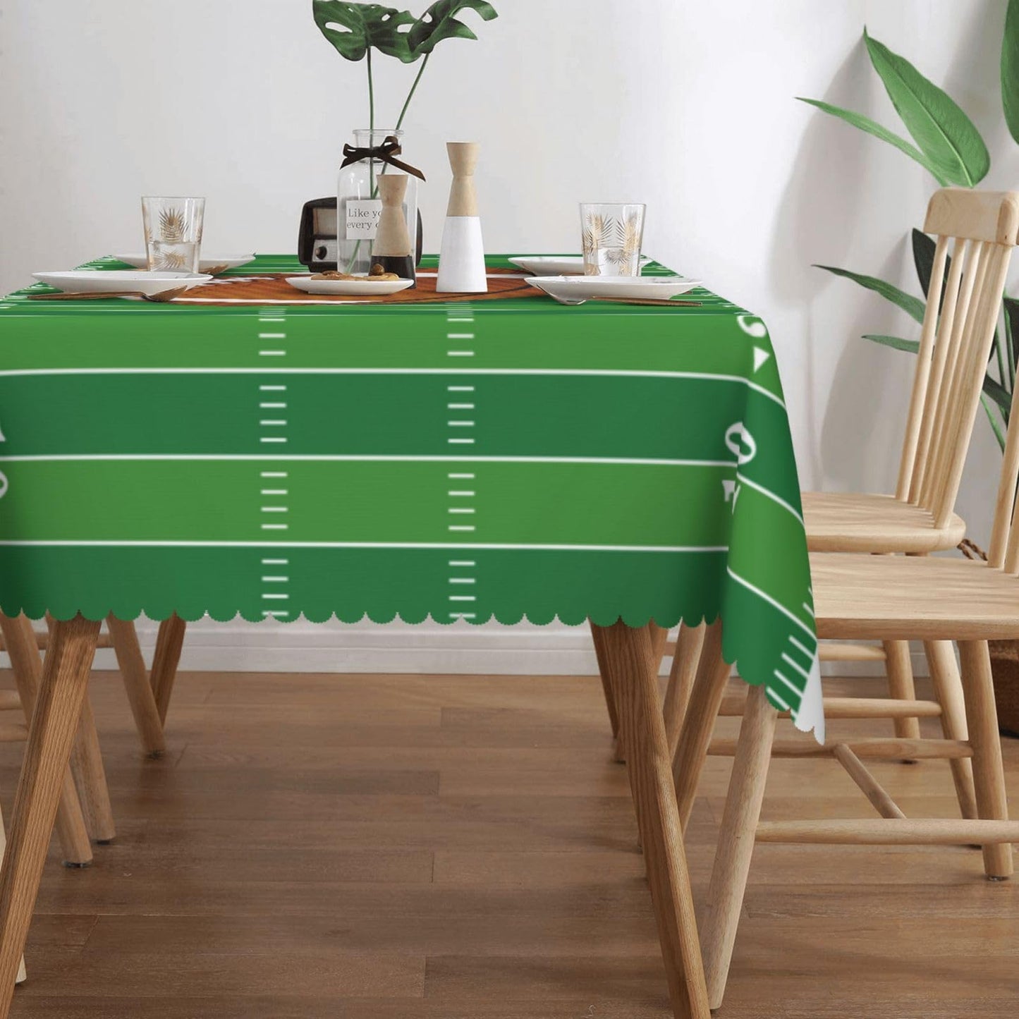LORCARVIS Football Tablecloth Football Field Polyester Rectangle Table Cloth Washable Seasonal Tabletop for Kitchen Dinning Party Outdoor Picnic 54 x 72 Inch Tablecloths