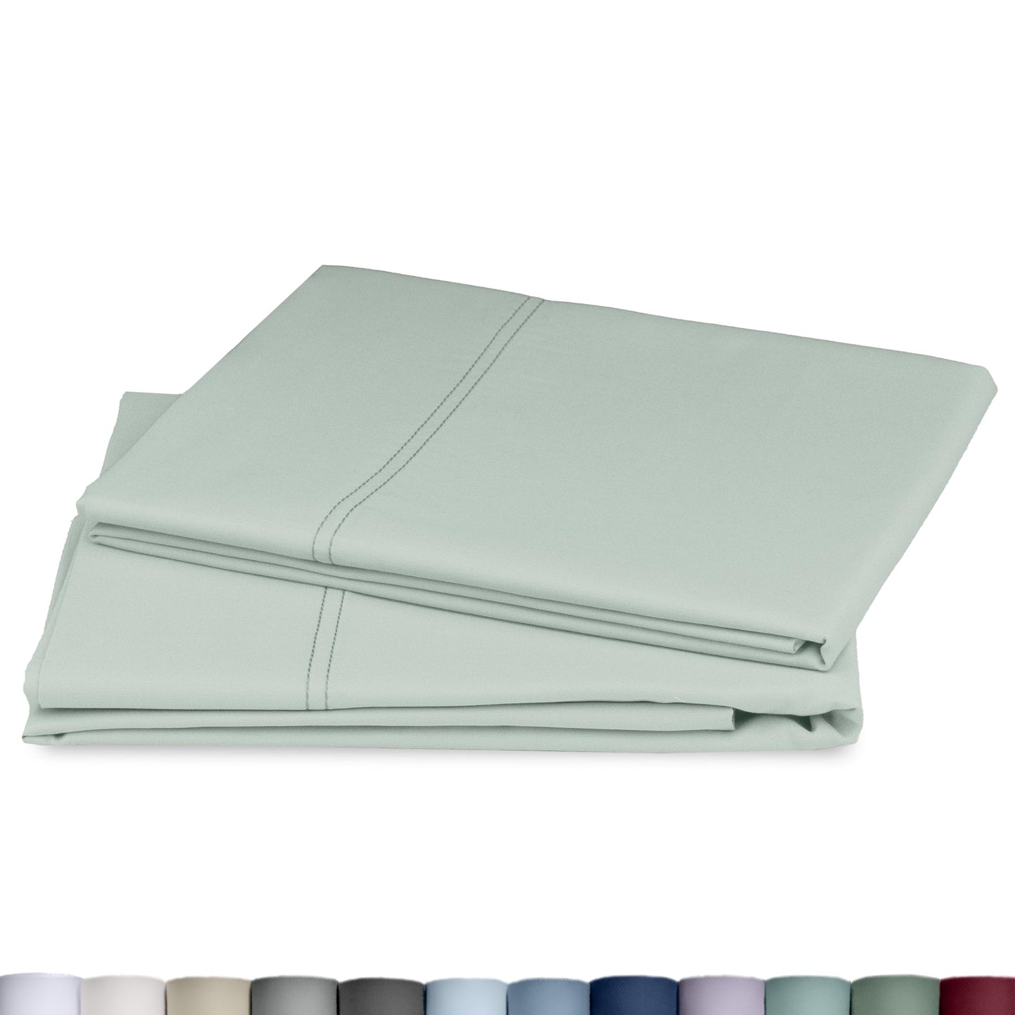 California Design Den Heirloom Soft, Smooth & Thick Certified 800 Thread Count 100% Cotton Sateen, 2 Pillow Cases King Size, Fits King Pillows (Soft Celadon)