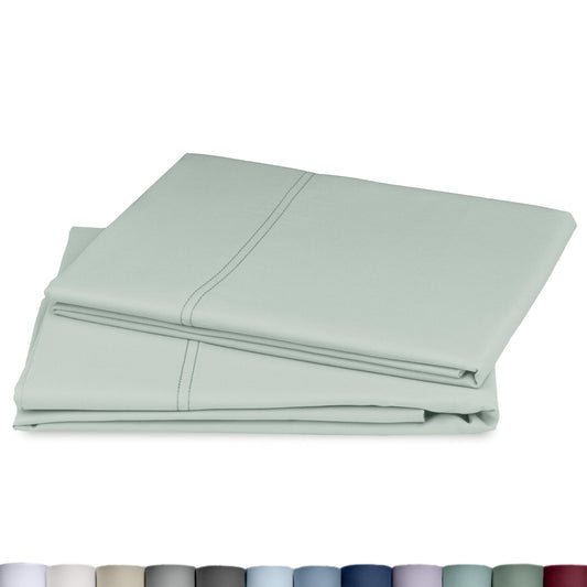 California Design Den Heirloom Soft, Smooth & Thick Certified 800 Thread Count 100% Cotton Sateen, 2 Pillow Cases King Size, Fits King Pillows (Soft Celadon)