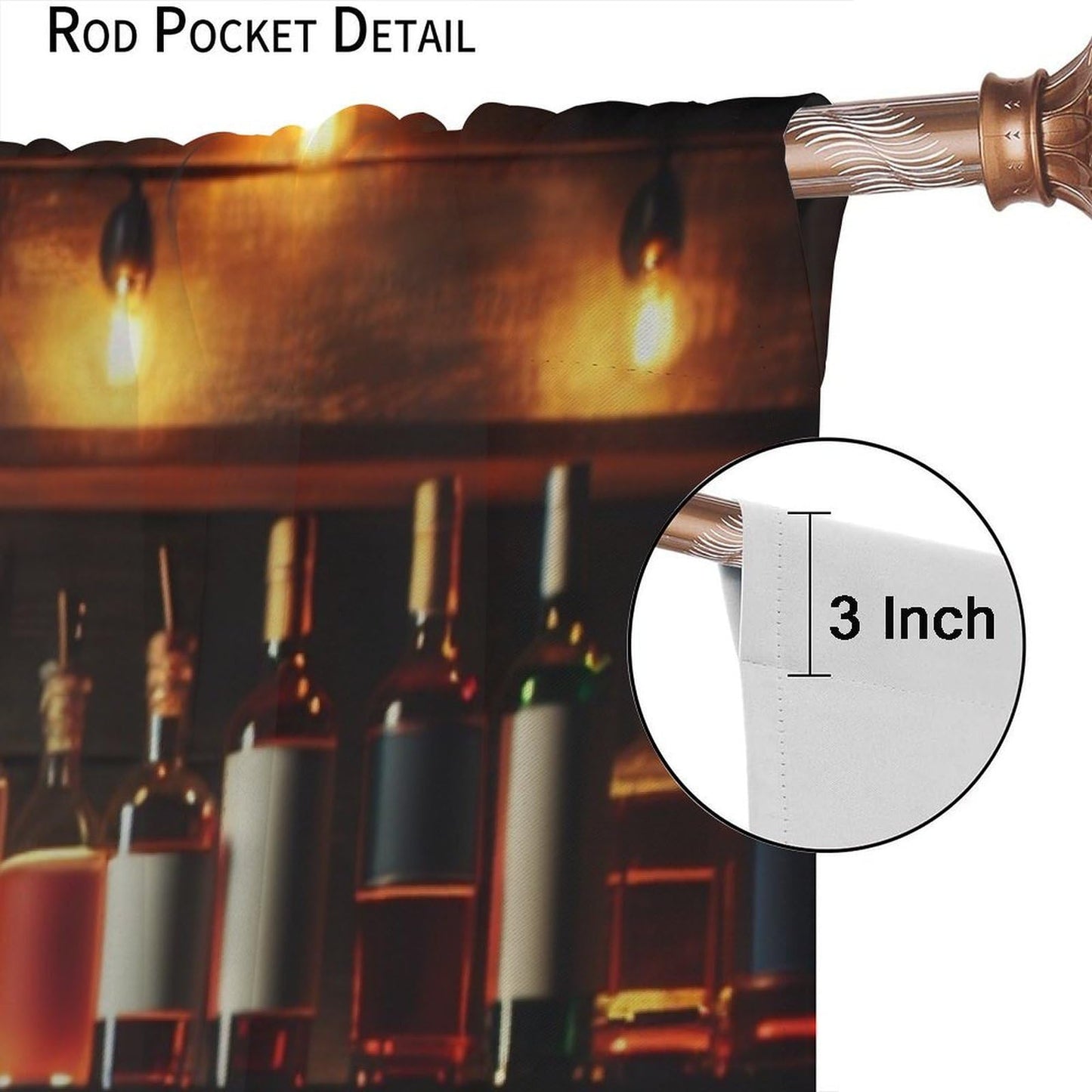 VUMIVI Retro Pub Curtains Wooden Bar with Cocktail Beer Whiskey Print Speakeasy Style Rod Pocket Window Treatments for Living Dining Bedroom Kitchen Man Cave Home Bar 42" W X 44.5" L