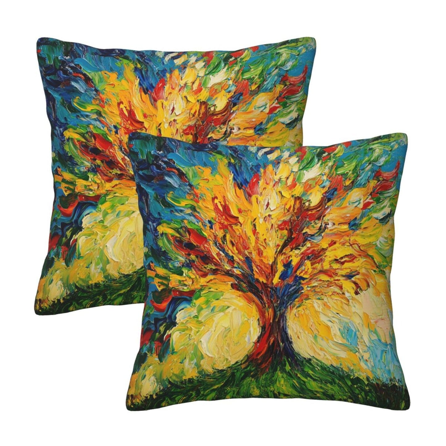 Guiteinyi Tree Throw Pillow Covers 18x18 Set of 2 Square Pillow Case for Home Decorative Sofa Couch Bedroom Living Room