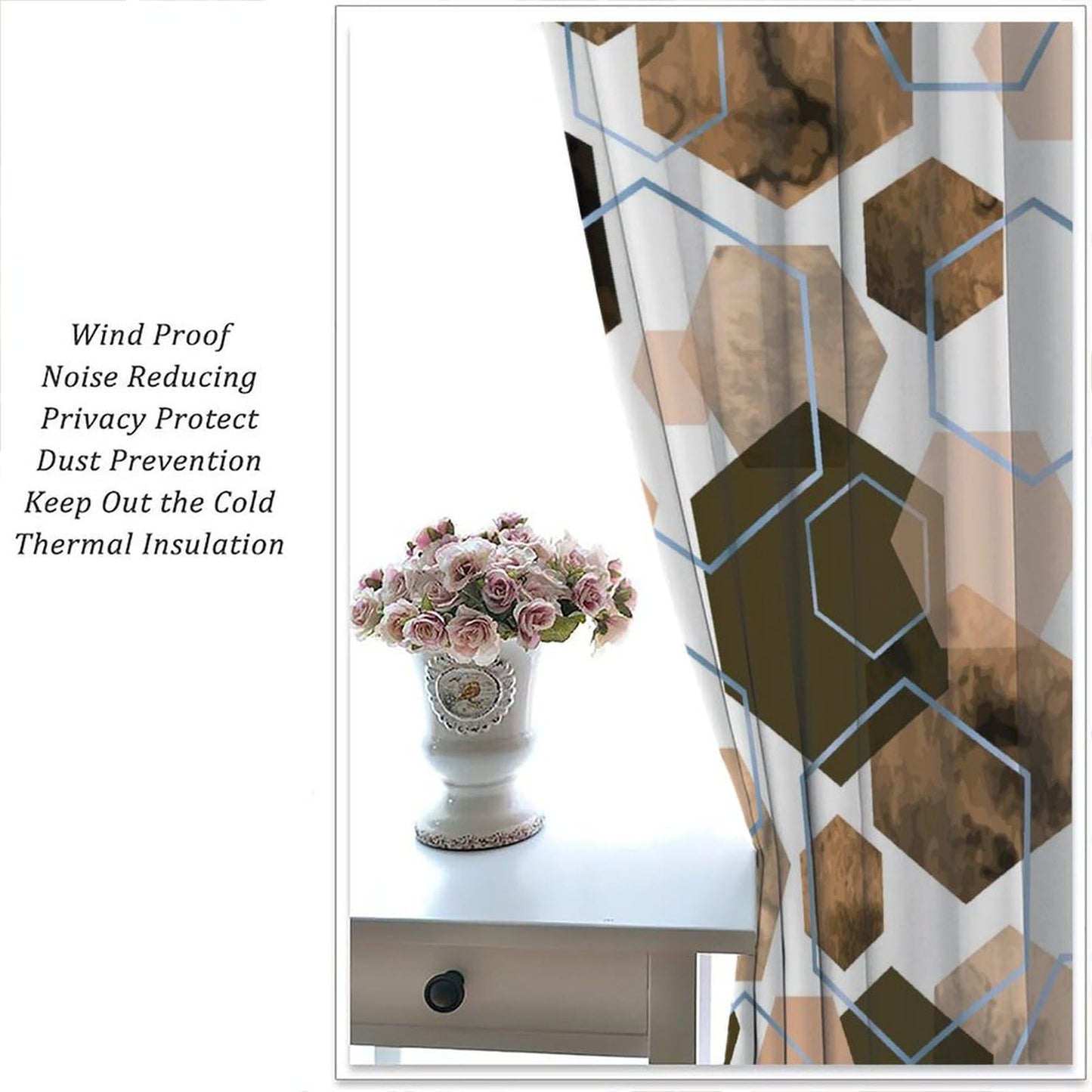 YCness Marble Curtains Modern Abstract Brown Geometric Art Printed Blackout Window Drapes for Bedroom Living Room Decor Fabric Set 2 Panel 42x45 Inch 80% Shading Rate