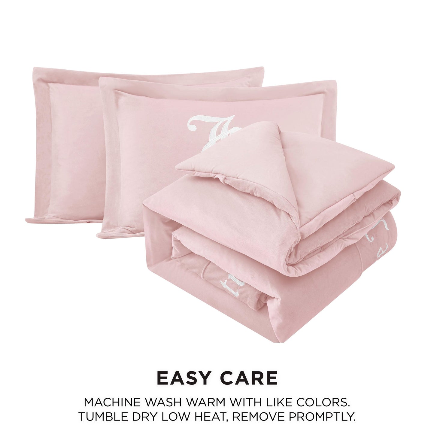 Juicy Couture - Comforter Set - Gothic Design Bedding - King - 3 Piece Set Includes (1) 108" x 92" Comforter and (2) 20" x 36" Shams - Wrinkle Resistant - Premium Bedroom Decor - Marshmallow Pink