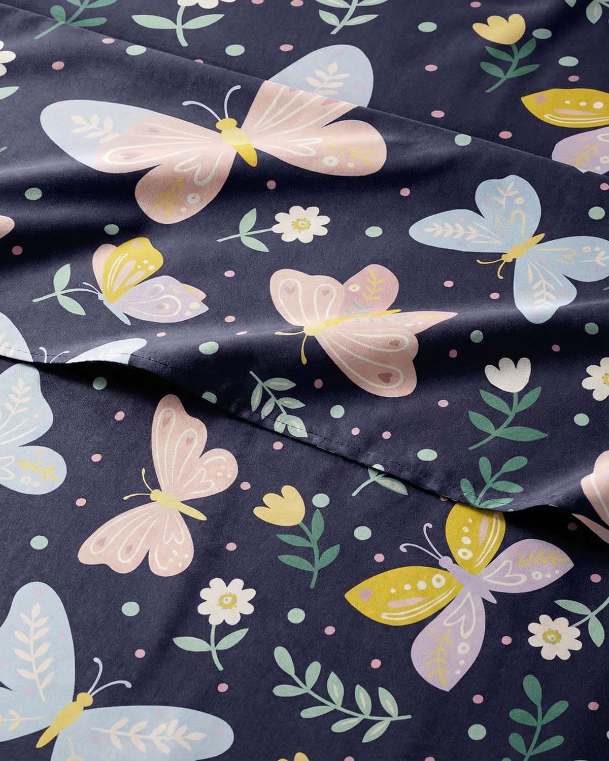 CGK Unlimited Kids Moonlit Butterflies Queen 4 Piece Sheet Set - Boys, Girls, Teens, Toddler - Easy Fit Deep Pockets - Soft, Cooling & Breathable Sheets - Cozy, Fade & Wrinkle Free - Machine Washable