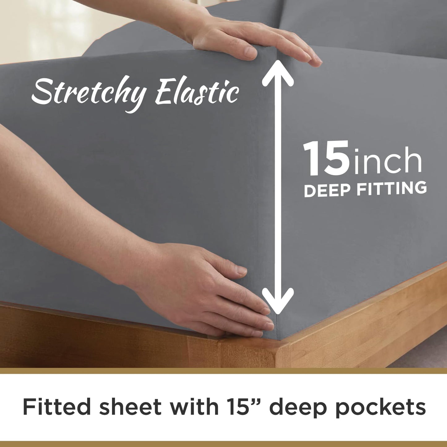 Twin XL 100% Microfiber Double Brushed Sheet Set - Extra-Soft & Wrinkle-Free - 15" Deep Pockets, 39" x 80" - Ideal for Dorms, Hospitals & Split King Beds - 3 PC Set (Twin XL, Gray)