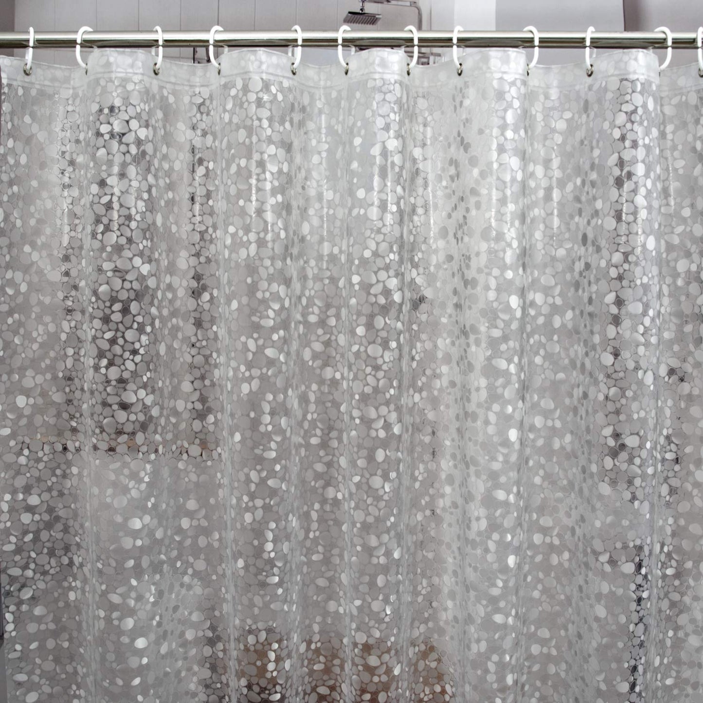 Bostofy Waterproof Shower Curtain Liner 8G EVA Thick Shower Curtain with Heavy Duty 3 Bottom Magnets, Shower Liner for Shower Stall, Bathtubs, 3D Pebble Pattern, 72 x 72,12 Hooks