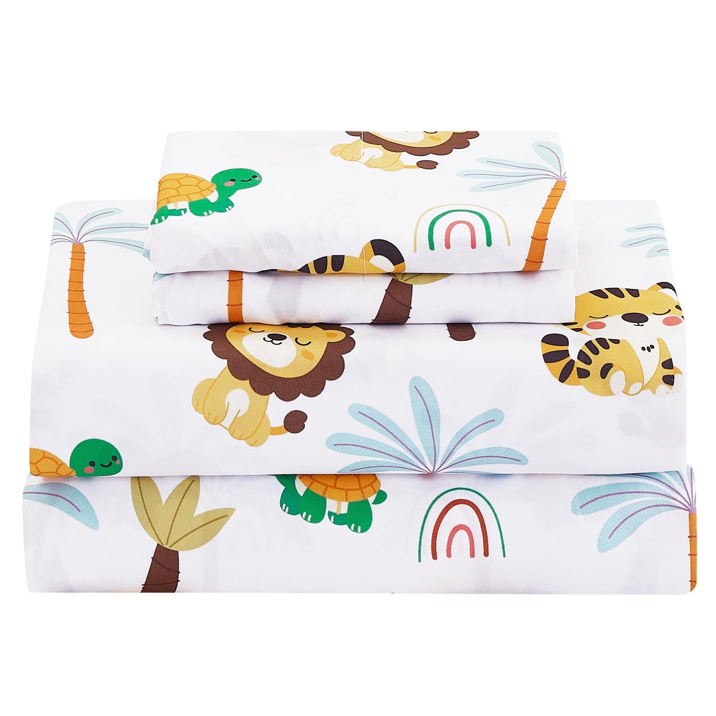 CozySmile Full Sheet Set Kids,4 Pieces Breathable Soft Microfiber Bedsheets for Child Boys, Oeko-TEX, Anti Pilling Deep Pockets Easy Care Bed Sheets, Lion Tiger