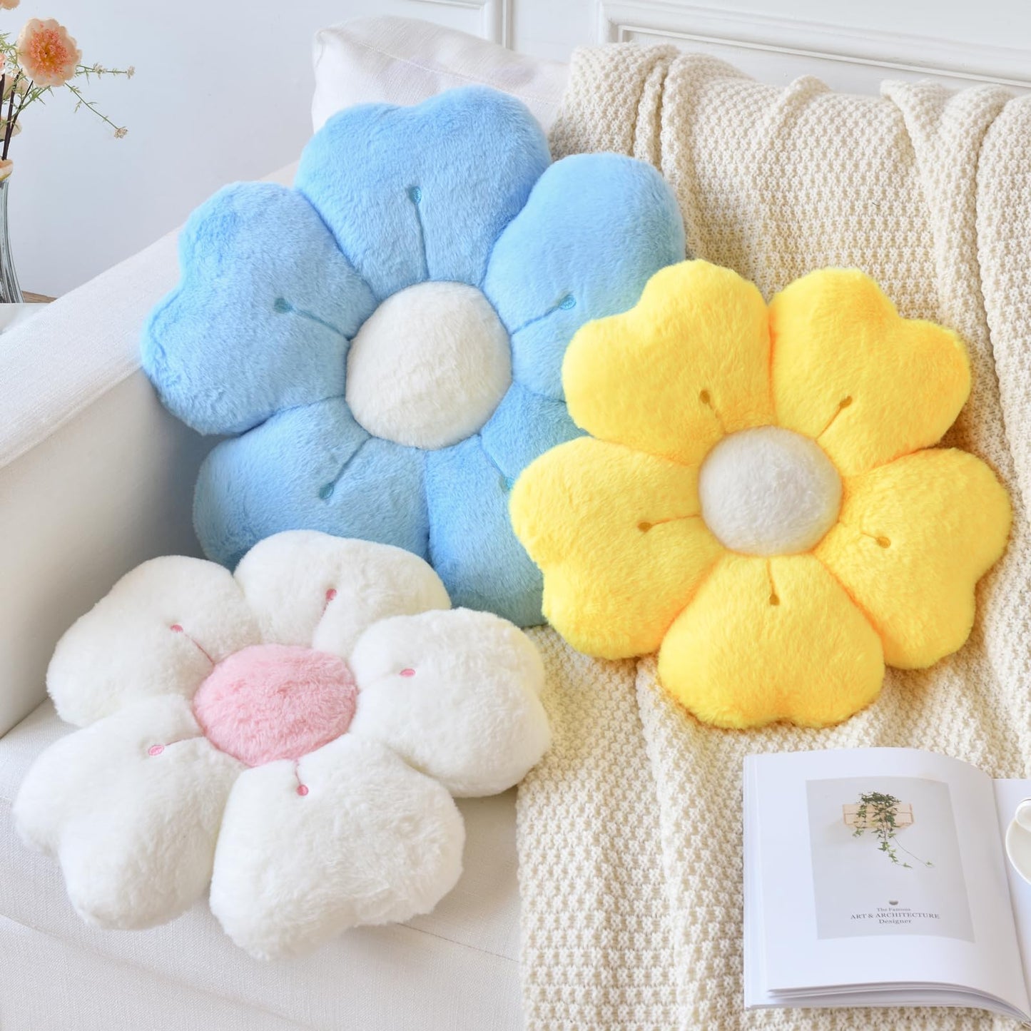 Ddliury Flower Pillow, Cute Decorative Throw Pillows for Couch Bed