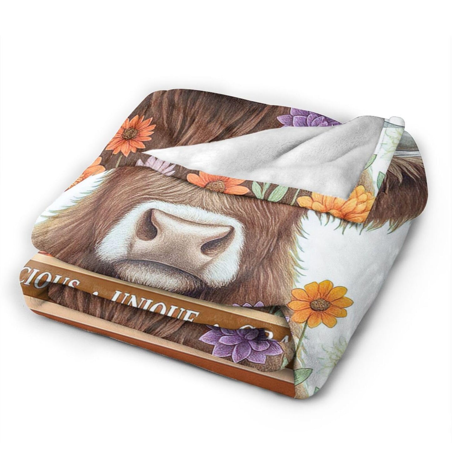 Highland Cow Blanket Cute Cattle Throw Blanket Soft Warm Cozy Fleece Fuzzy Plush Highland Cow Flannel Blankets Gifts for Boys Girls Women Kids Adults 40"X50"