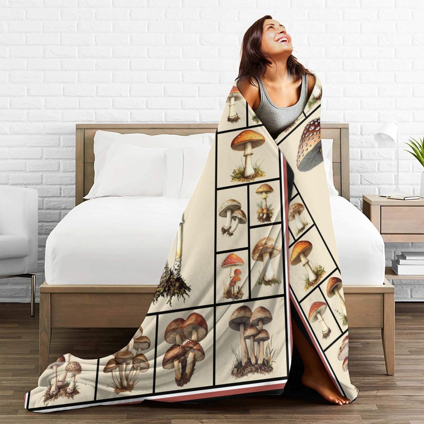 Lovira Mushroom Throw Blanket Mushroom Print Throw Blankets Gifts for Couch Sofa Bed Stuff Decor Soft Cozy Fleece Plush Warm Flannel Bedding for Lover Men Women Boys Girls 40"x50"