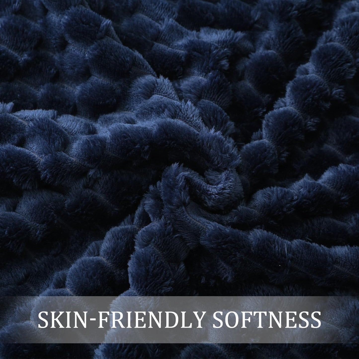 Exclusivo Mezcla Fleece Throw Blanket for Couch, Extra Large Fuzzy Navy Blue Bed Blankets, Soft Cozy Plush Sofa Throws for All Seasons, 50x70 Inches
