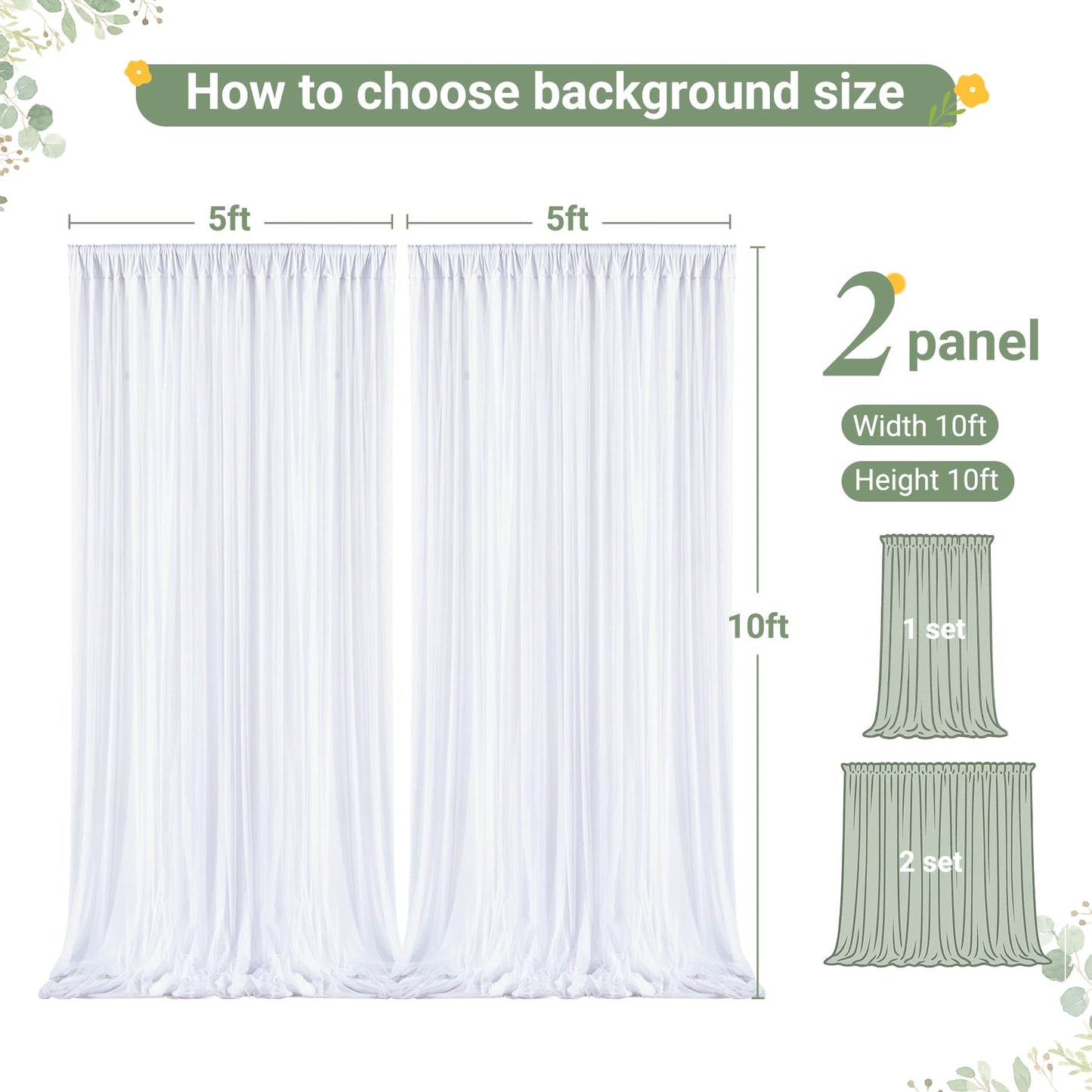 White Tulle Backdrop Curtain for Wedding Parties,10ft x 10ft Wrinkle Free Curtain Backdrop,2 Layer Drapes for Backdrop,Polyester Wedding Back Drop for Bridal Shower Birthday Baby Shower Photography