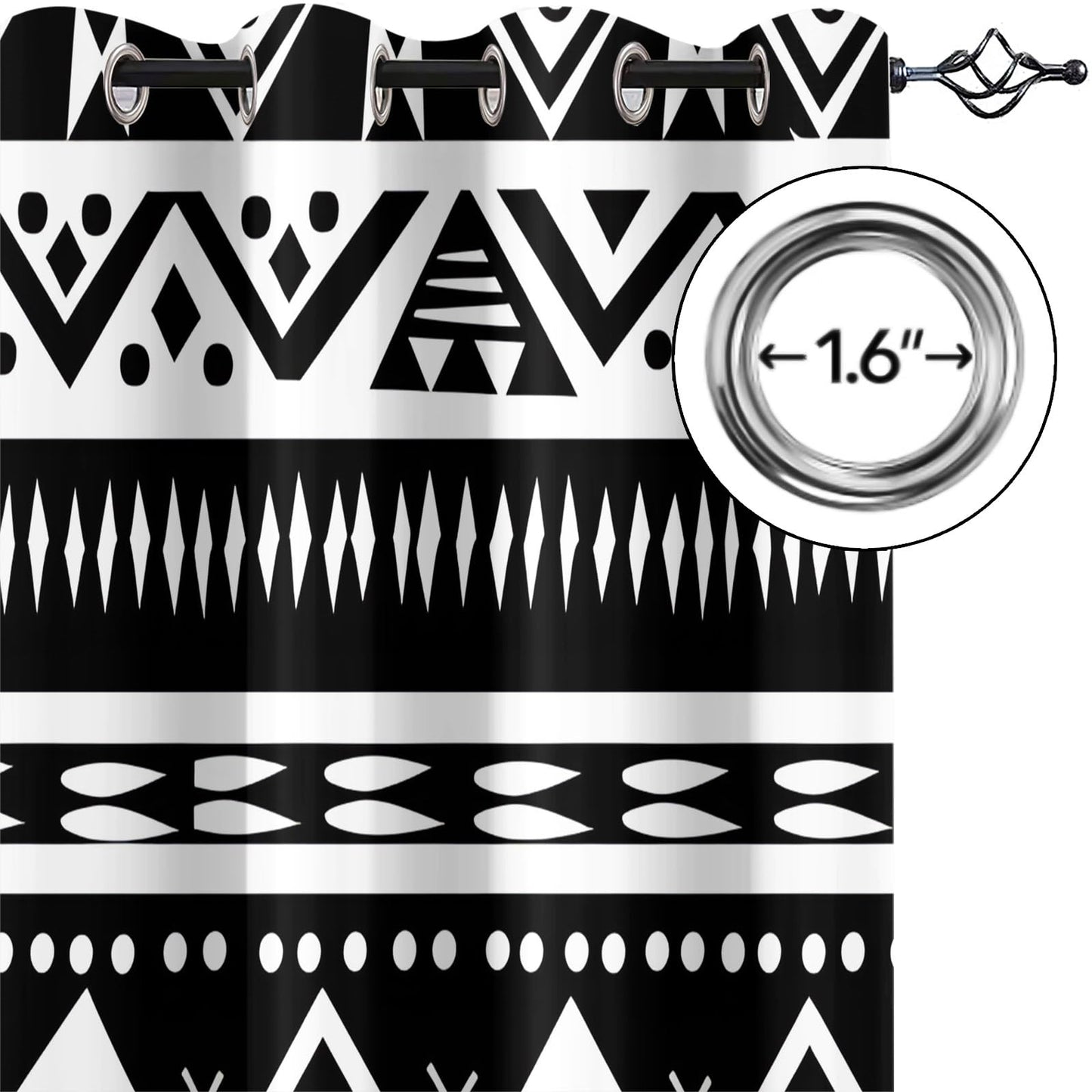 XAFIAUR Geometry Blackout Curtains, Aztec Printed Drapes, Ethnicity Art Thermal Insulated Drapes 2 Panels Darkening Window Curtain for Bedroom Living Room 31.5" W x 63" L x2