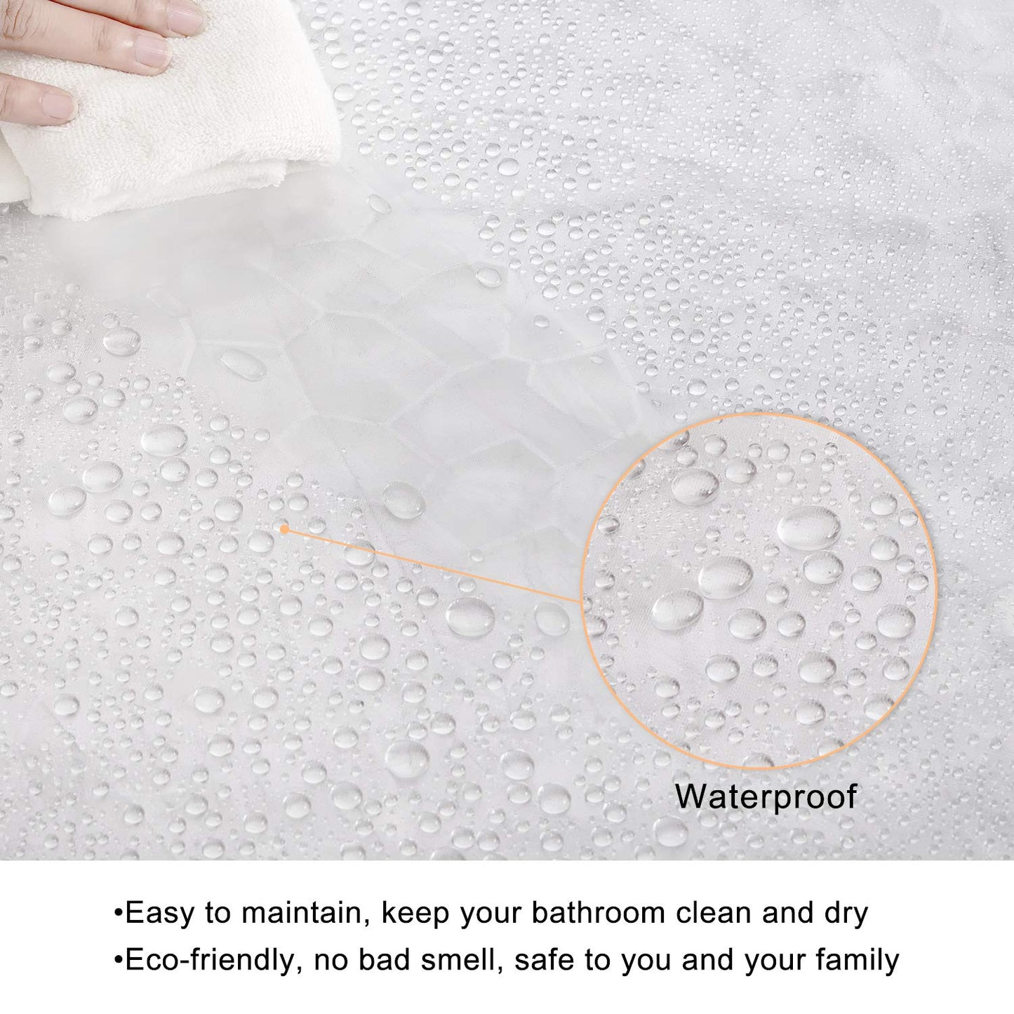 WELTRXE Shower Curtain Liner 8G EVA with 3 Magnets, Waterproof Clear Shower Curtains with 3D Water Cube Design, Heavy Duty Plastic Bathroom Shower Liner for Shower Stall, Bathtubs, 72 x 72,12 Hooks