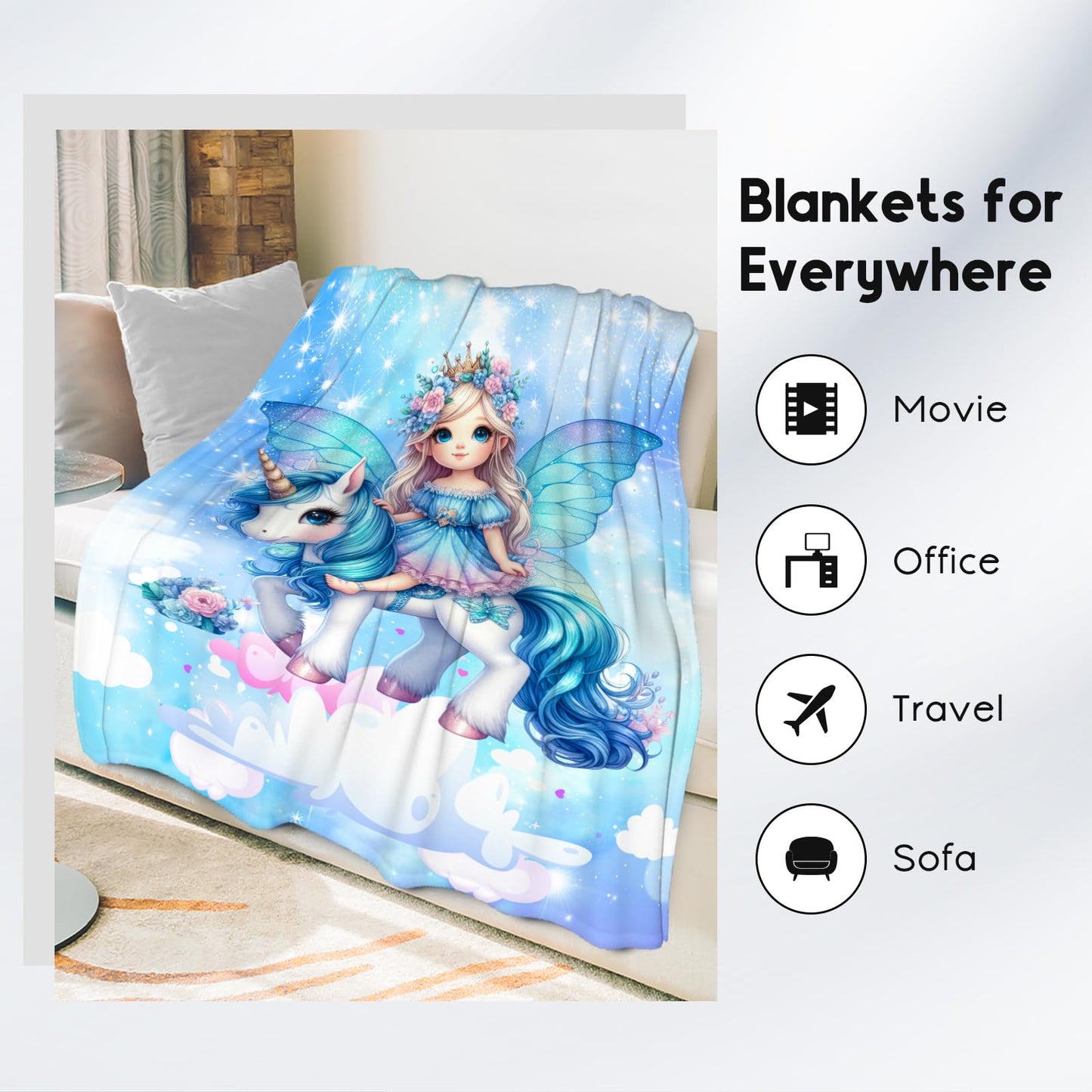 Blanket for Girls, Unicorn Blanket for Kids, Unicorn Gifts Soft Lightweight Throw for Sofa Couch Chair, 40"x50"