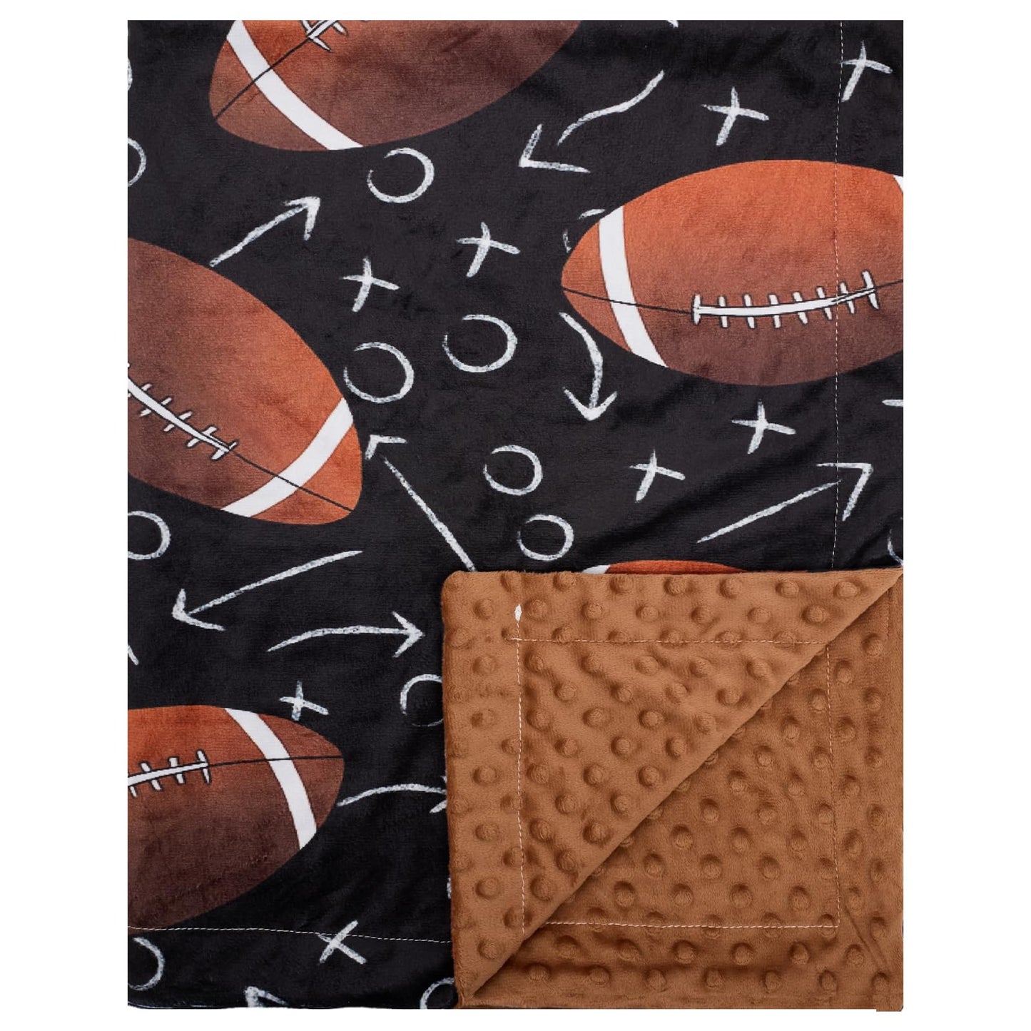 Baby Blanket for Boys Girls Super Soft Double Layer Minky with Dotted Backing Cute Cow Crib Receiving Blanket Bed Throws for Newborns Nursery Stroller Toddler 30 x 40 Inch (Football)