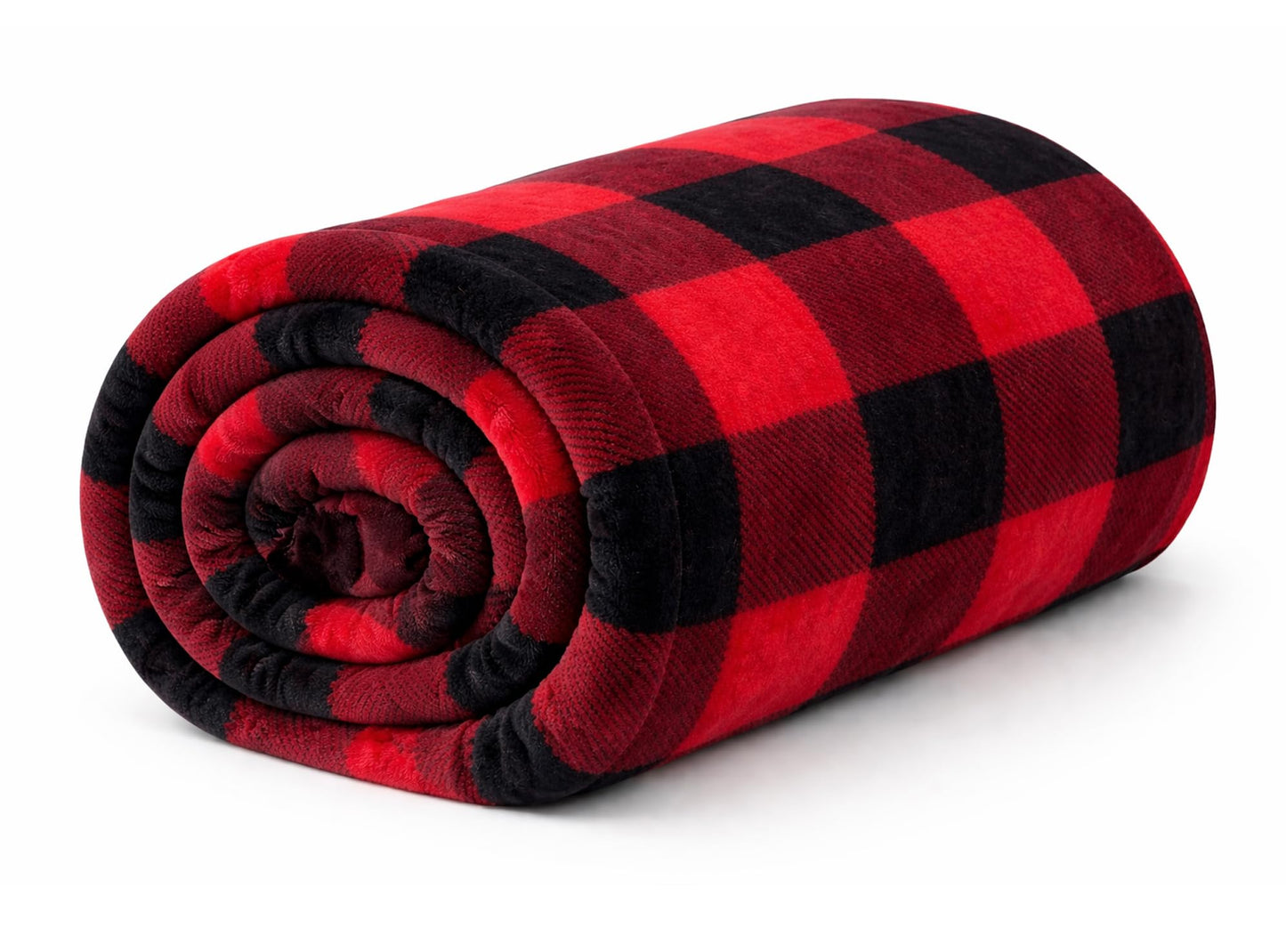 The Big One Throw Blanket Plush Super Soft Warm Cozy for Living Room 60 x 72 inches Oversized (Red Black Buffalo Plaid)
