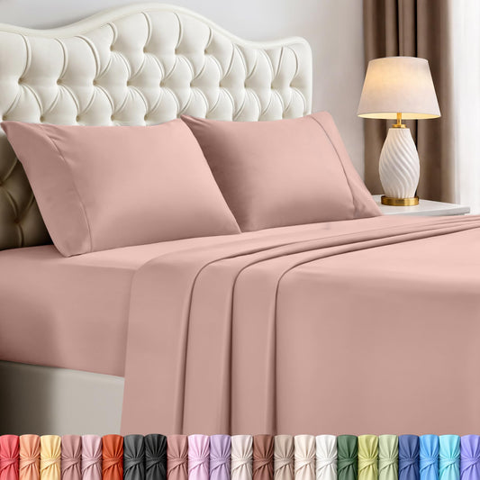 Utopia Bedding Queen Size Sheet Set – 4 Piece Bed Sheets, Soft and Breathable Microfiber, Includes 1 Fitted Sheet, 1 Flat Sheet and 2 Pillowcases – Oeko Tex (Blush Pink)