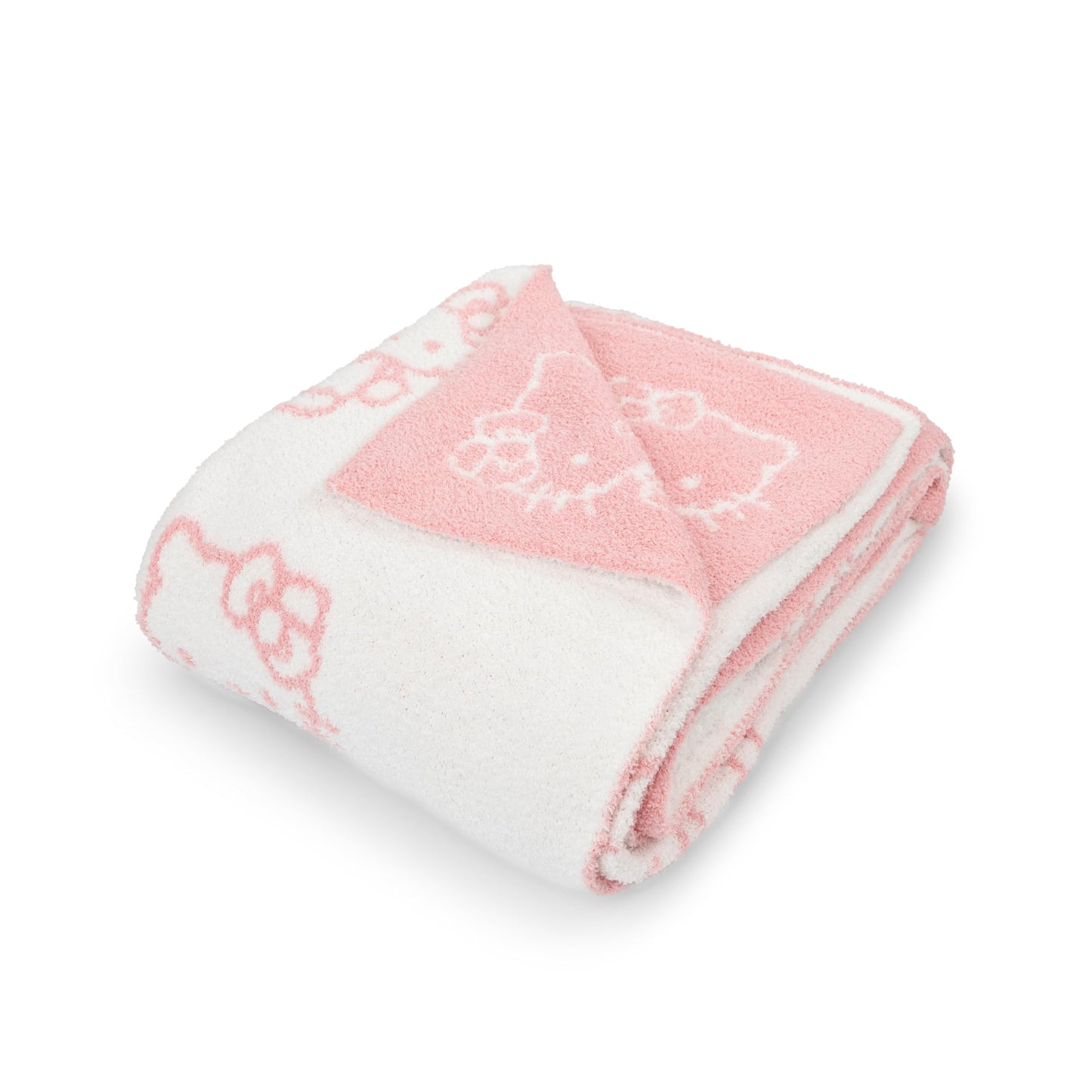 Jay Franco Sanrio Hello Kitty Feather Knit Super Soft Throw Blanket - Reversible Checkered Blanket 50 x 60 Inches, Lightweight Kawaii Pink Machine Washable for Couch, Sofa, Bed (Official Sanrio)