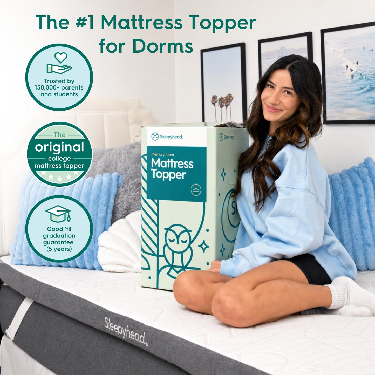 Sleepyhead Twin XL Mattress Topper 2 Inch for College Dorm, Cooling Gel Memory Foam, Pressure Relief, Removable Washable Cover, CertiPUR-US Certified (XL Twin 2")
