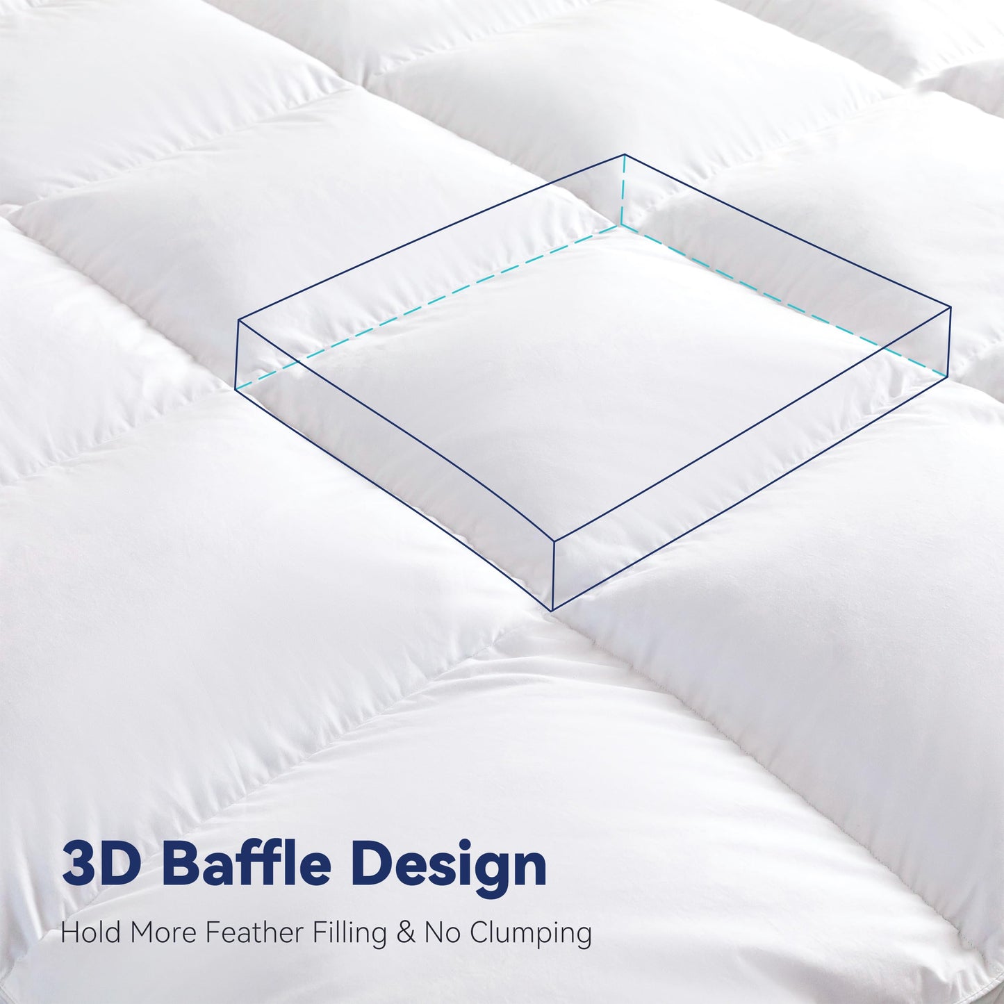LeWinBedding 3 Inch White Goose Feather Mattress Topper,Full Feather Bed Topper,Mattress Cover with Straps,Ultra Soft Pillowtop,100% Cotton Fabric(54”x75”)