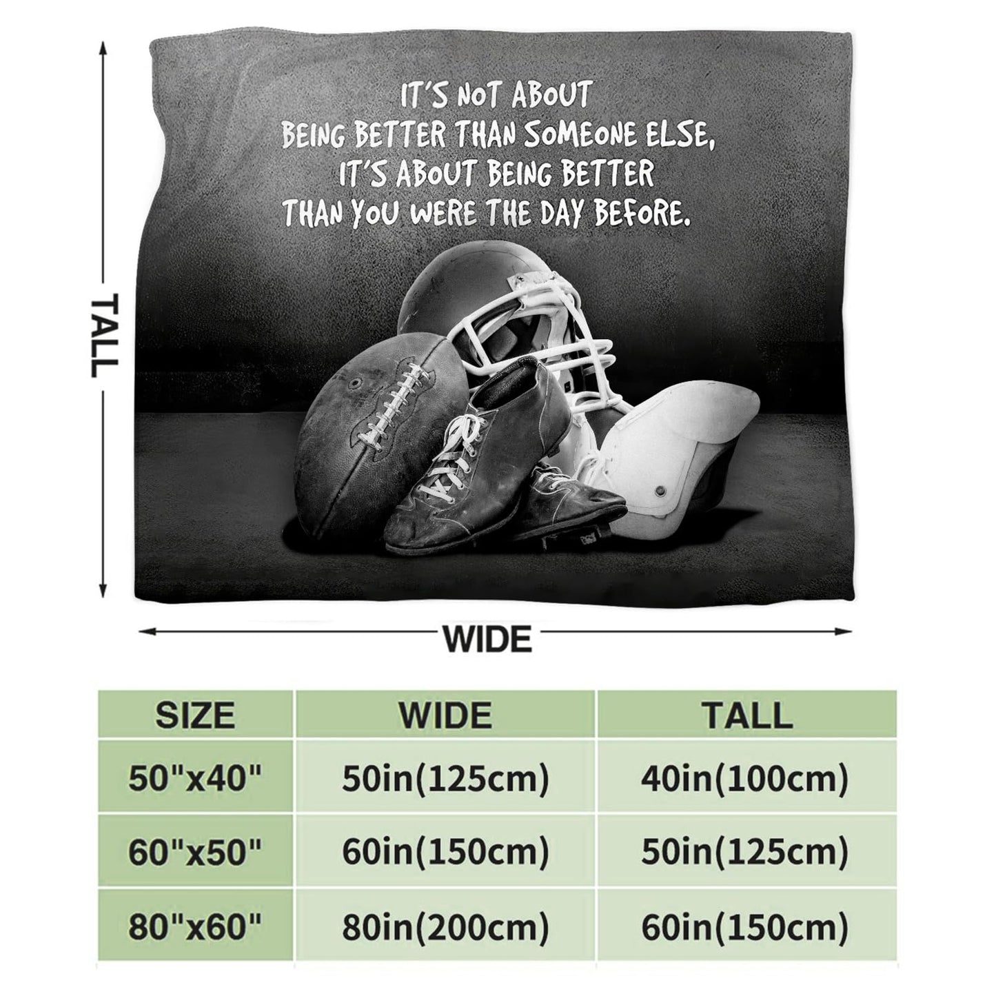 Tijuboni Football Sports Throw Blanket Rugby Gifts for Men Boys Women Girls Kids Adults Soft Flannel Fleece Blanket for Couch Sofa Bed Home Decor 40"x50"