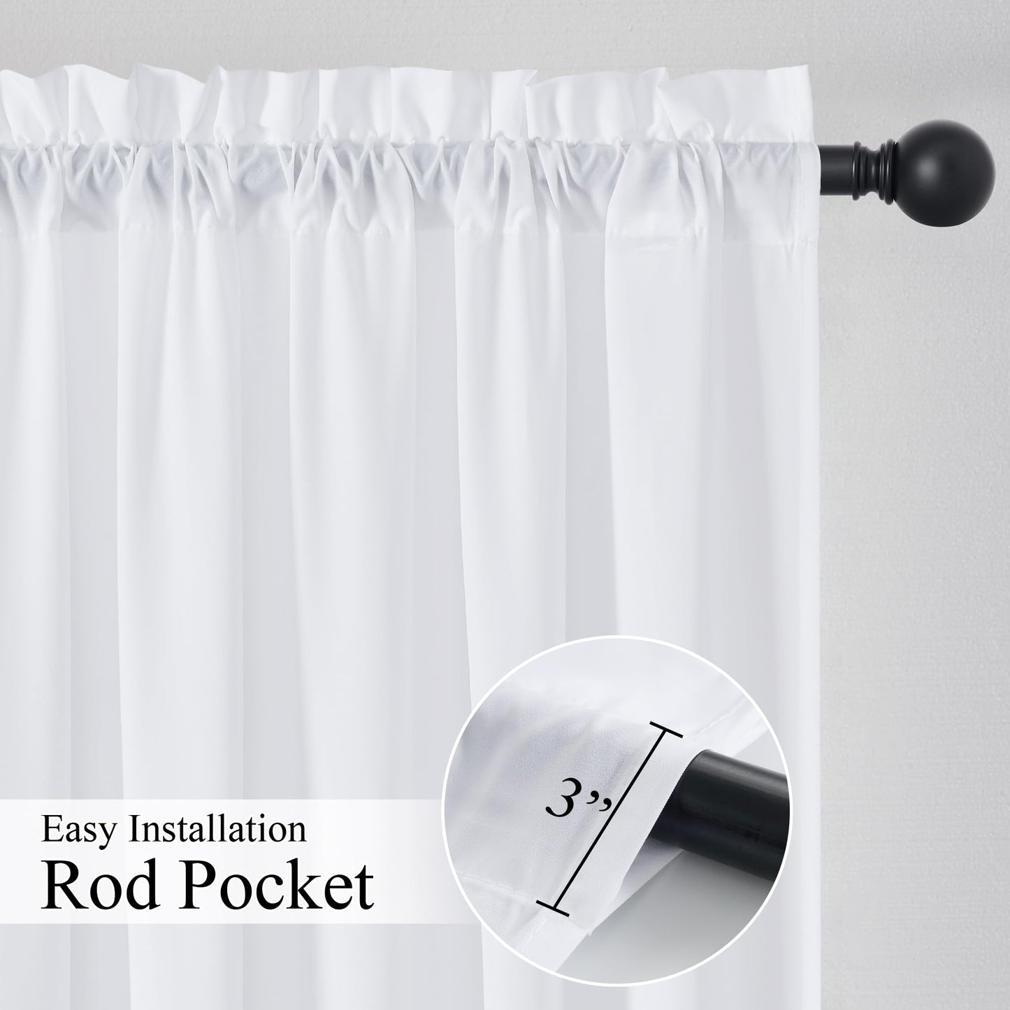 NICETOWN Pure White 4 Panels Privacy Sheer Curtains 52 x 96 Inches Long, Non-See-Through Light Filtering Window Treatment Drapes for Living Room, Bedroom - Rod Pocket Style