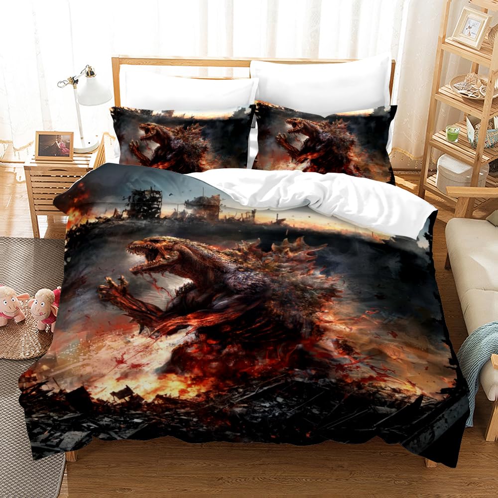 Duvet Cover Set Twin Size for Men Boy Dinosaur Comforter Cover Bedding Set 3D Printing Microfiber 1 Piece Quilt Cover with Zipper Closure 2 Pieces Pillow Shames No Comforter Inside(Dino41, Twin)