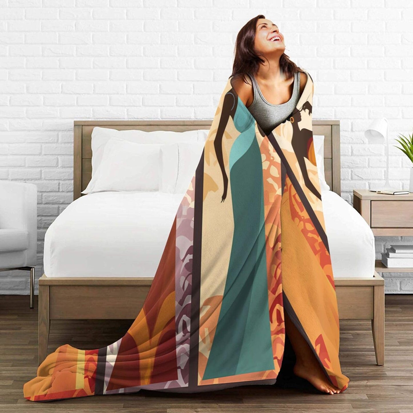 Ouqiuwa Black Women Throw Blanket African Girls Plush Microfiber Flannel Fleece Blanket 50"x40" for Bed Sofa Couch Camping Travel