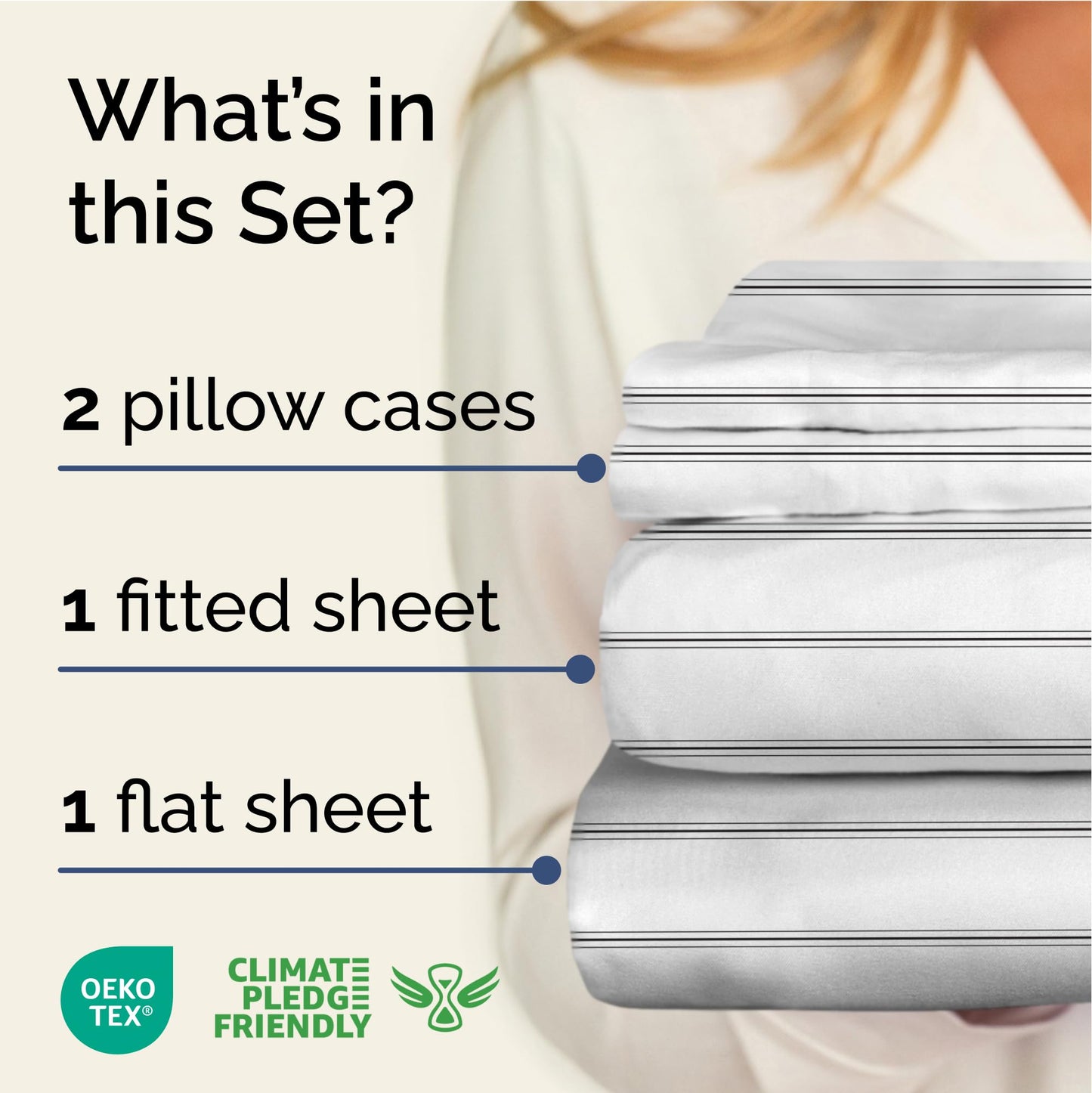 Striped Sheets - Black & White Striped Sheets - 1 Flat & 1 Fitted & 2 Pillowcases w/ Deep Pockets – Wrinkle & Fade Free - Soft, Breathable and Cooling – Luxury Pinstripe Bedding - King Size Bed Set
