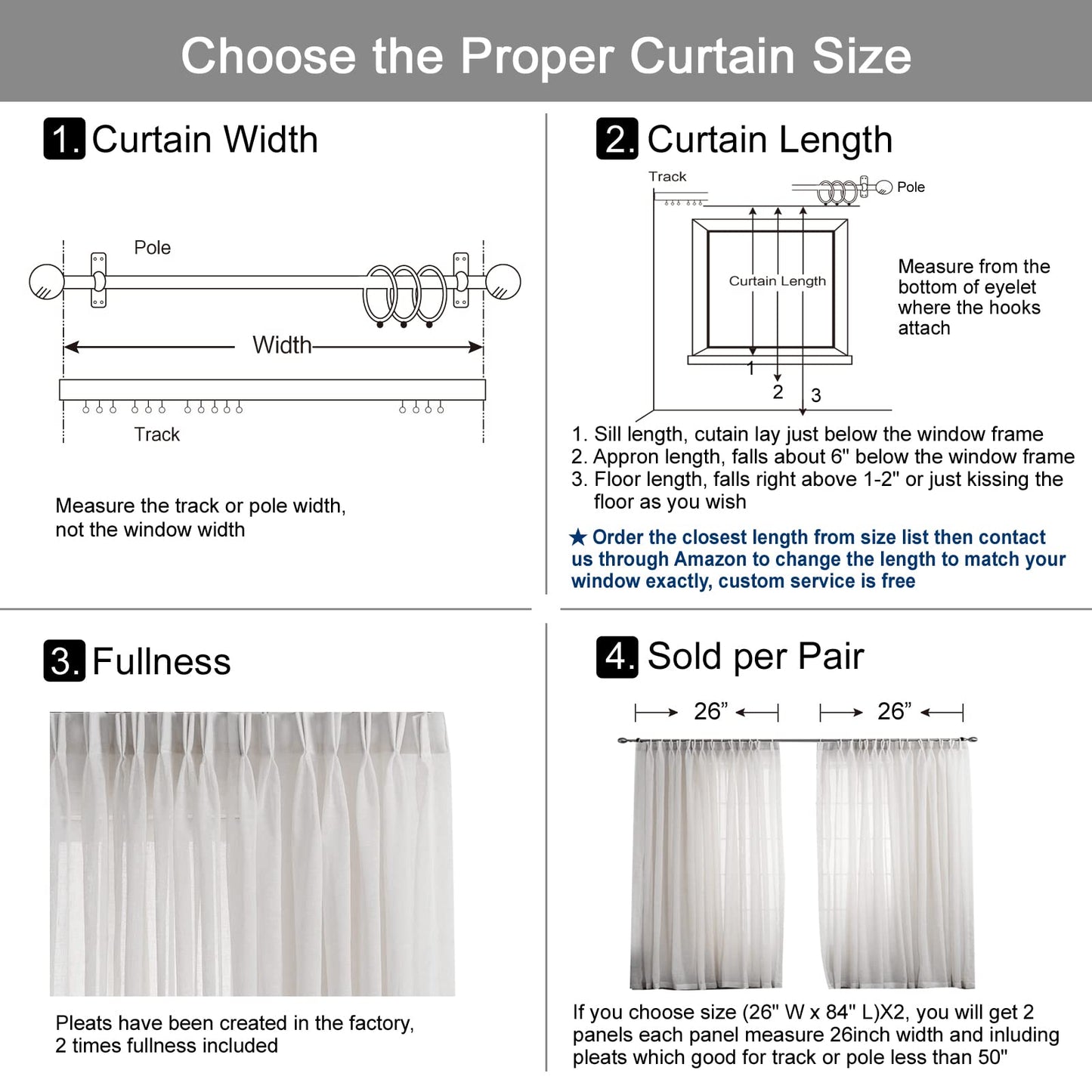 LANTIME Natural Off White Pinch Pleated Lace Sheer Curtains 84 Inch Long for Bedroom Living Room, Soft Thick Textured Window Drapes Light Filtering Semi Curtains, 52" W x 84" L, Set of 2