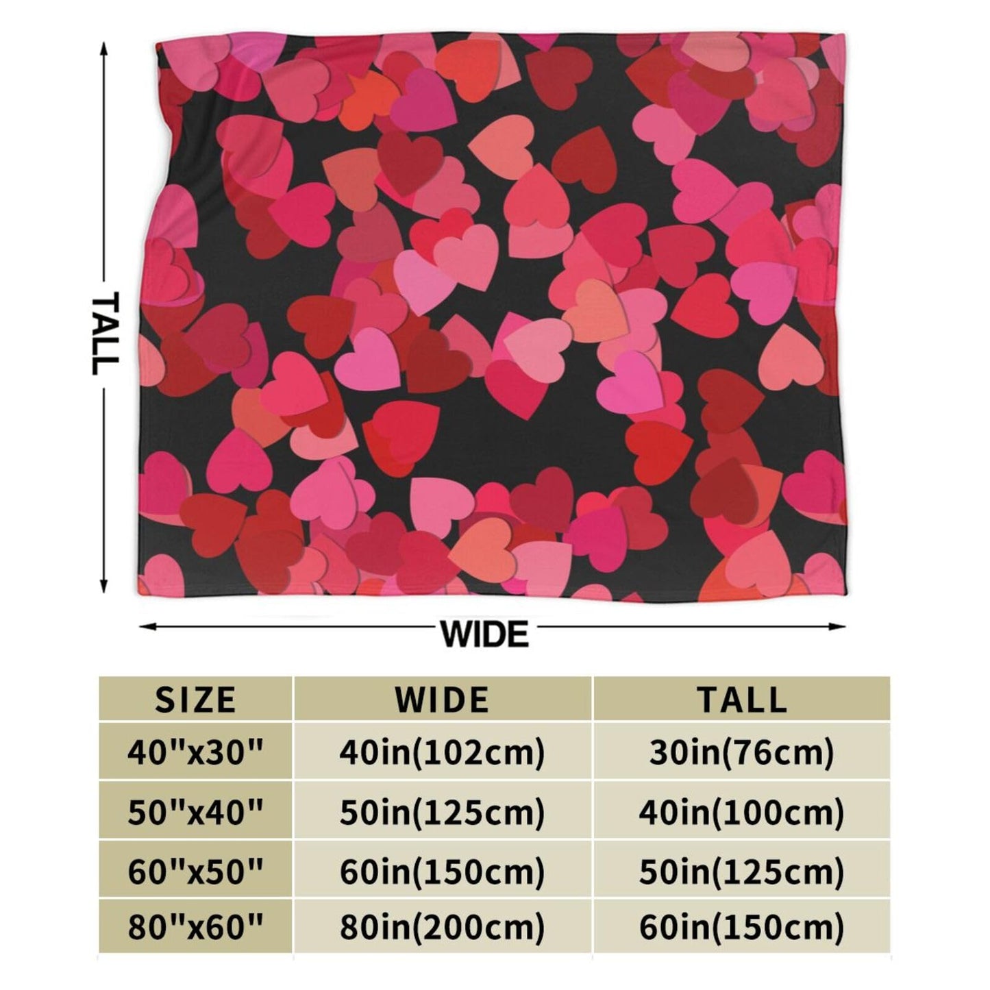 Gbuzozie Red Love Hearts Fleece Blanket Lightweight Ultra-Soft Valentine's Day Wedding Theme Throw Blanket for Sofa Couch Bed Camping Travel - Super Soft Cozy Microfiber Blanket 60"X50"