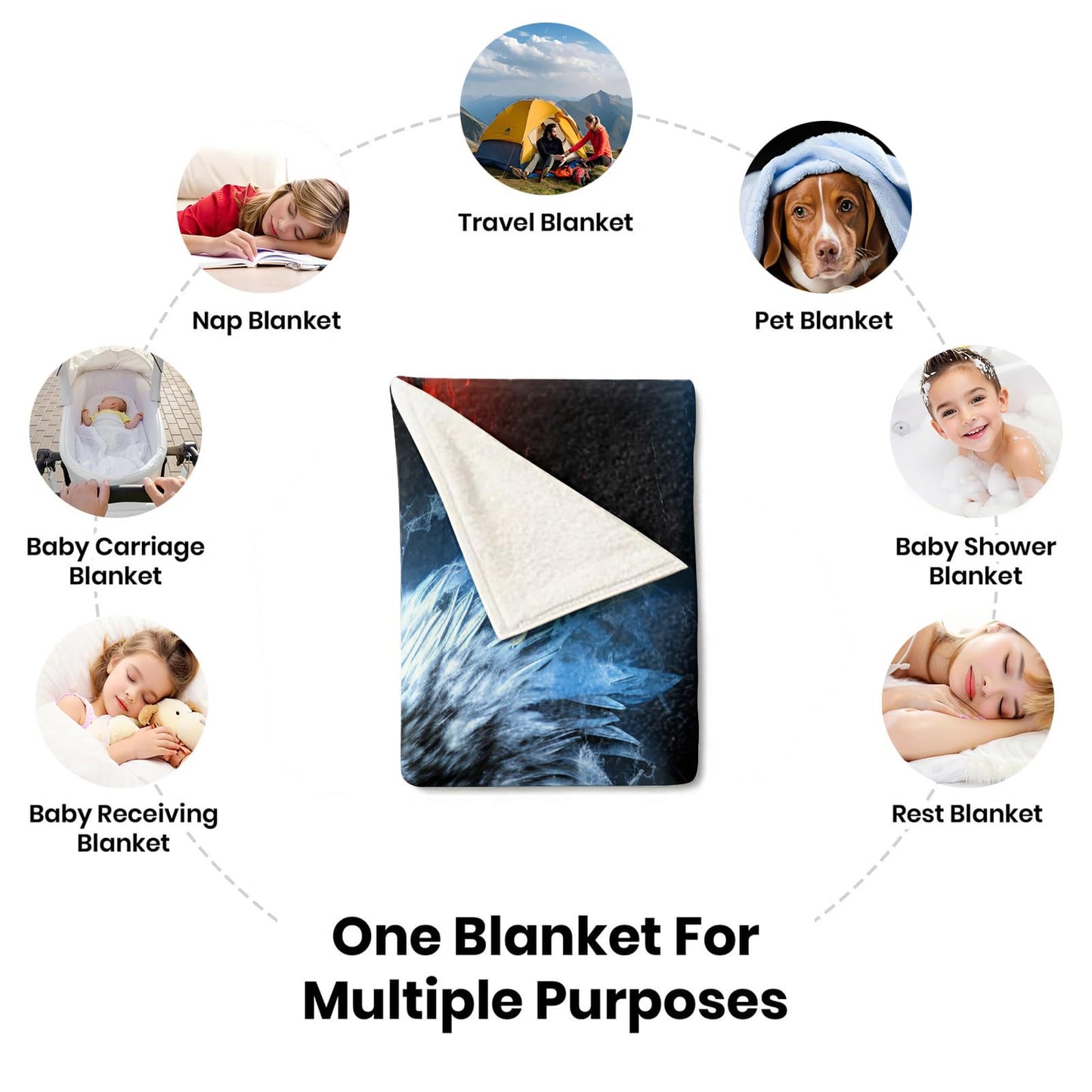 PAOABIU Eagles Blankets, Bald Eagles Throw Blanket for Couch Bed Sofa, Blue and Red Blankets and Throws - Super Soft Cozy Plush Flannel Blanket Gifts & Decor, 66x90